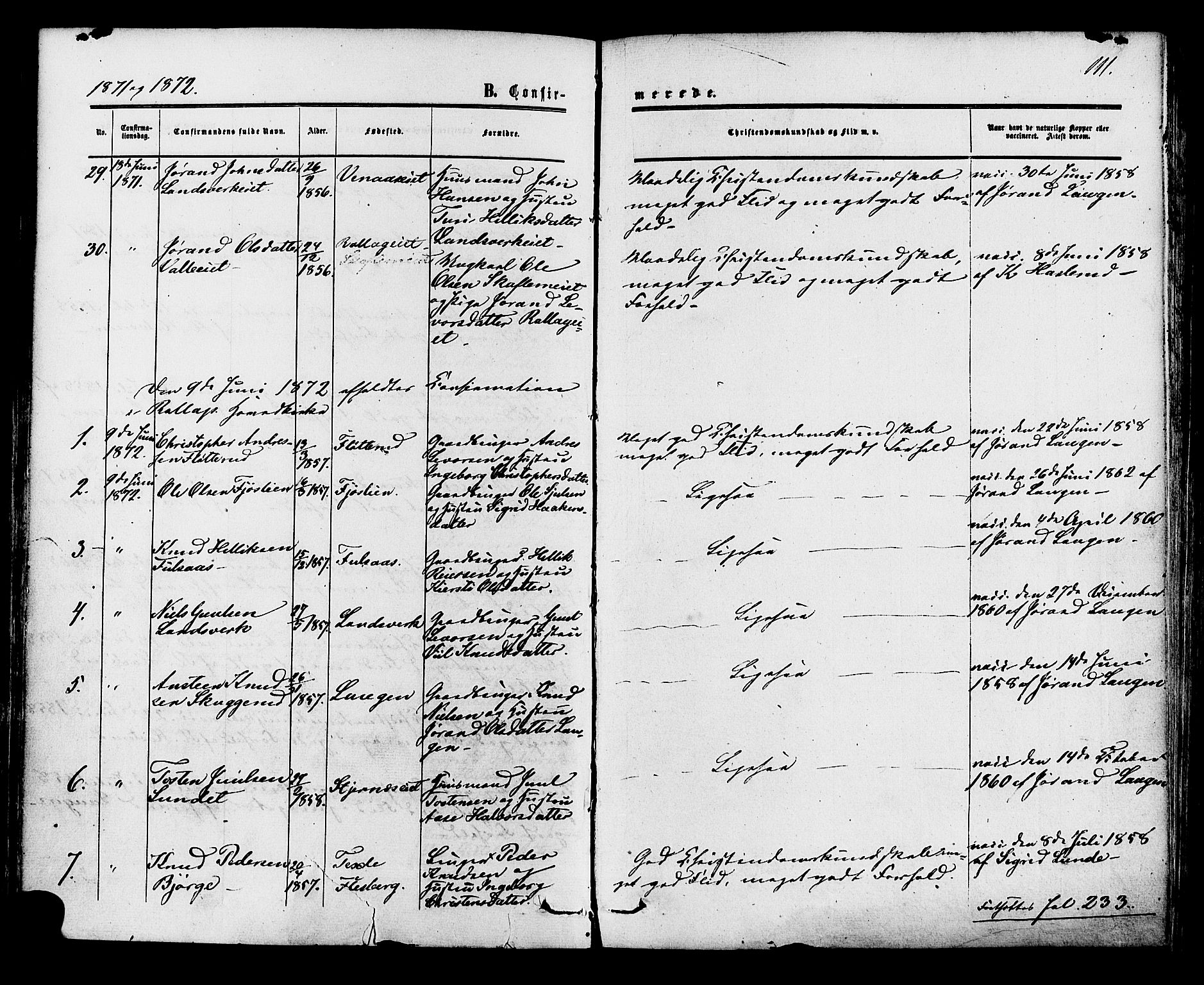 Rollag kirkebøker, AV/SAKO-A-240/F/Fa/L0009: Parish register (official) no. I 9, 1860-1874, p. 111