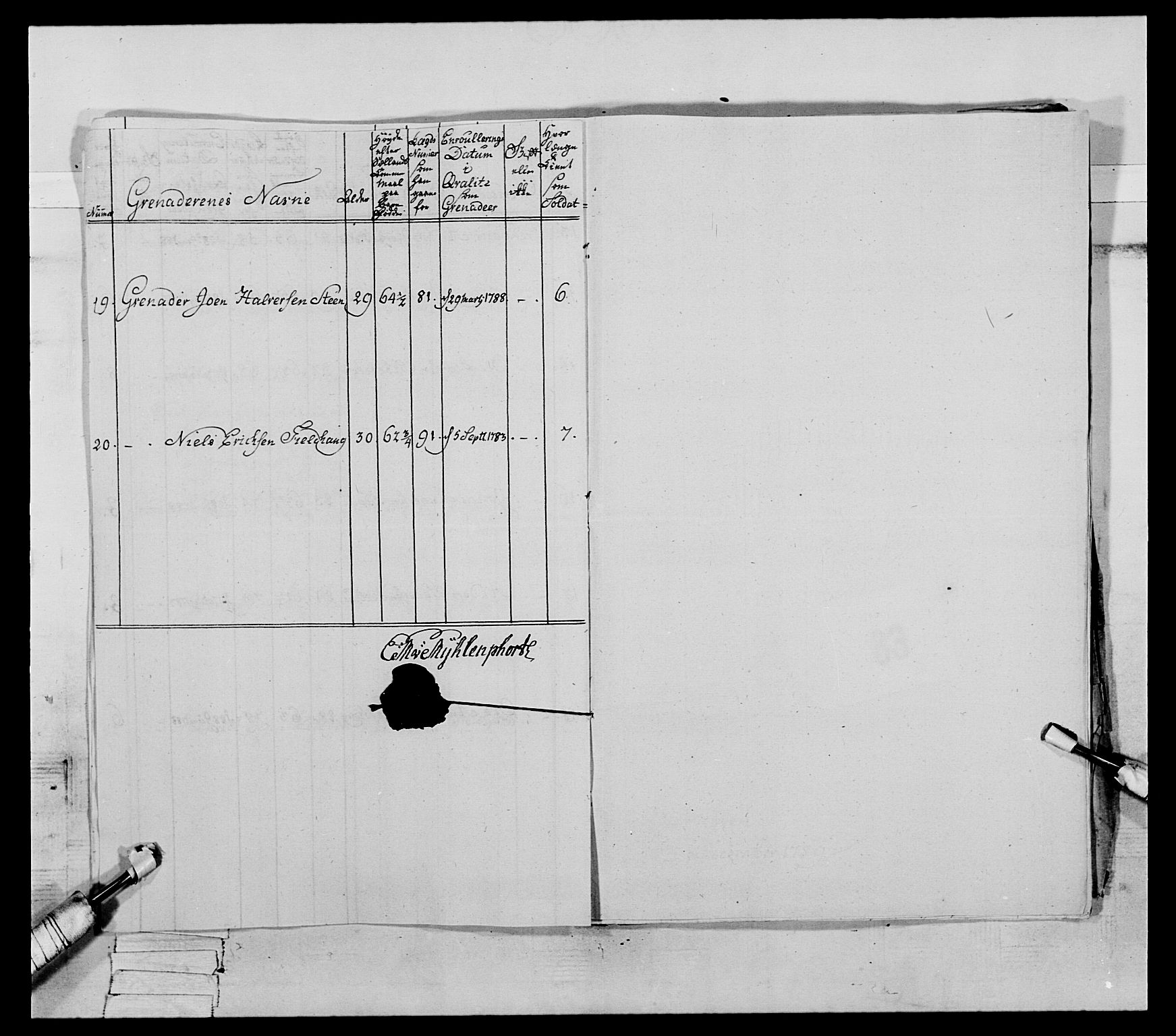 Generalitets- og kommissariatskollegiet, Det kongelige norske kommissariatskollegium, RA/EA-5420/E/Eh/L0079: 2. Trondheimske nasjonale infanteriregiment, 1782-1789, p. 377