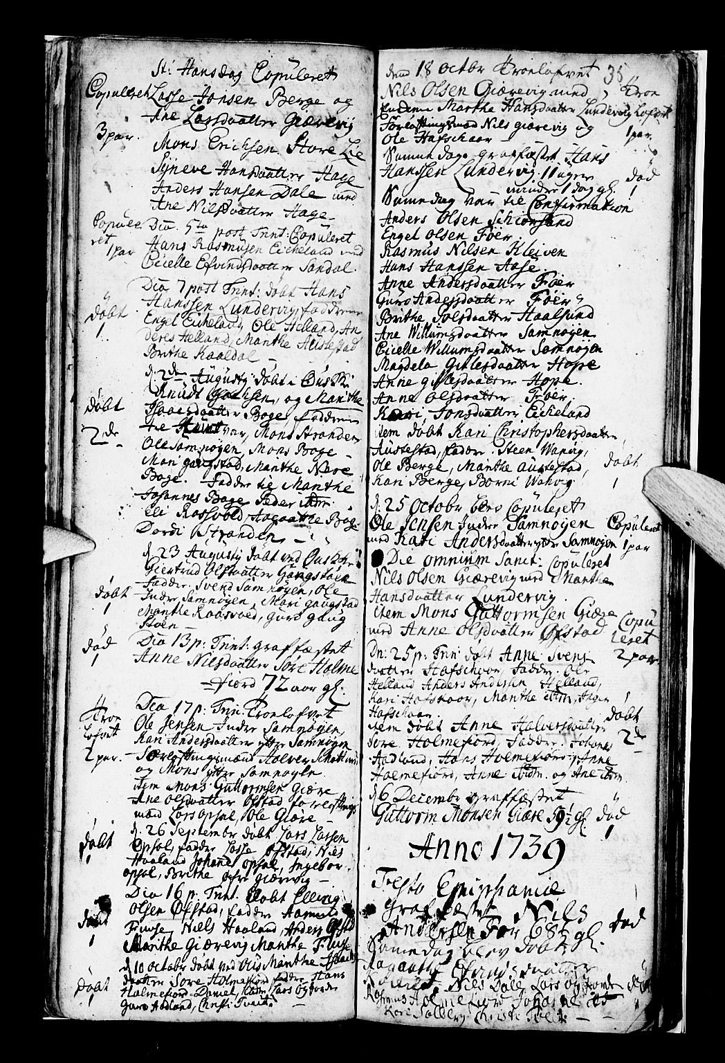 Os sokneprestembete, AV/SAB-A-99929: Parish register (official) no. A 7, 1723-1760, p. 35