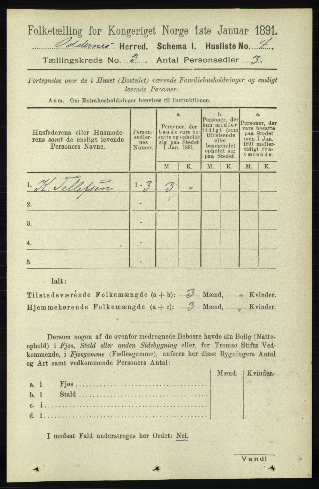 RA, 1891 census for 1012 Oddernes, 1891, p. 753