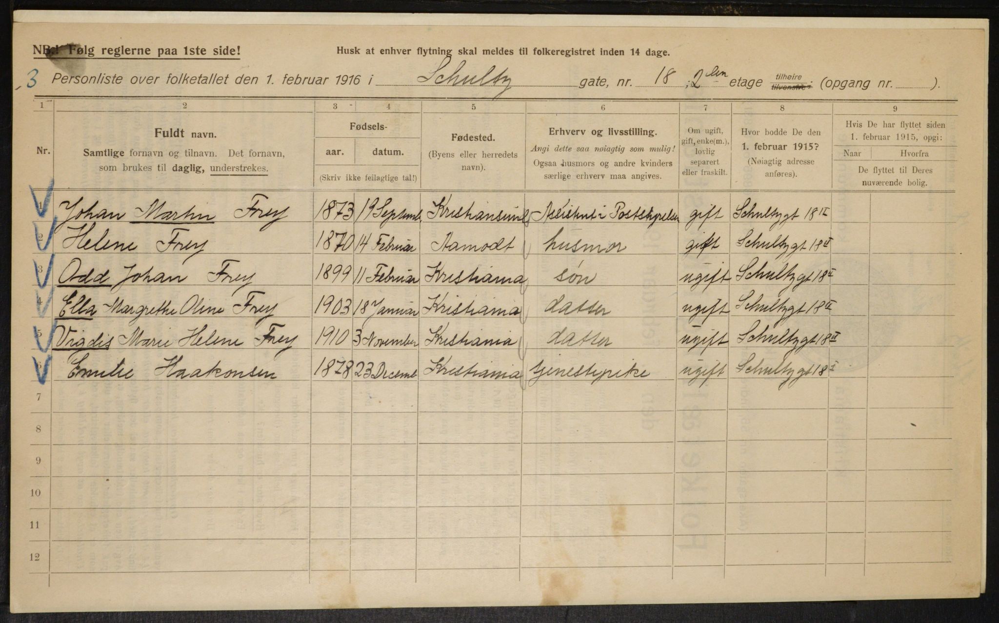 OBA, Municipal Census 1916 for Kristiania, 1916, p. 92956