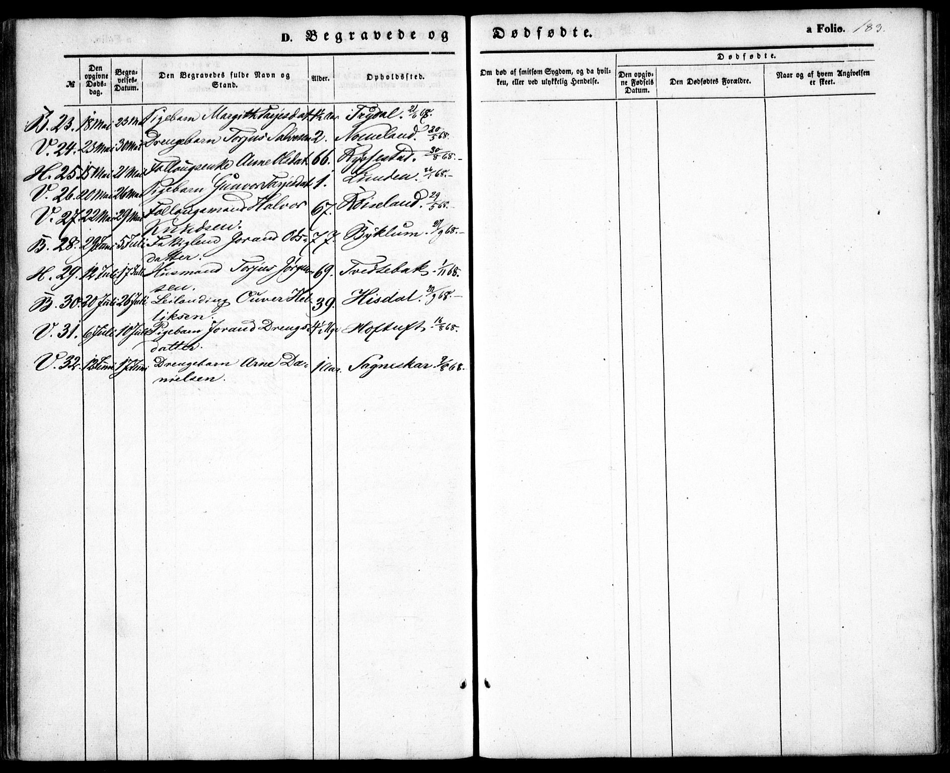 Valle sokneprestkontor, AV/SAK-1111-0044/F/Fa/Fac/L0007: Parish register (official) no. A 7, 1854-1868, p. 183