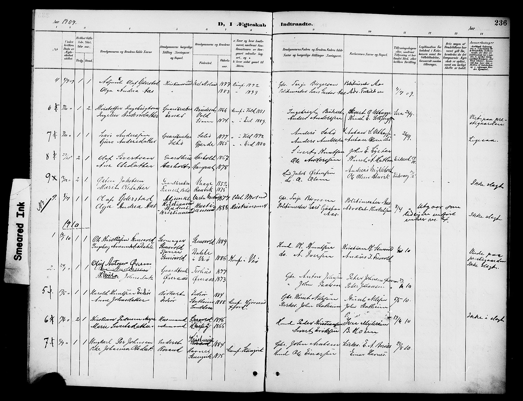 Ministerialprotokoller, klokkerbøker og fødselsregistre - Møre og Romsdal, AV/SAT-A-1454/551/L0632: Parish register (copy) no. 551C04, 1894-1920, p. 236