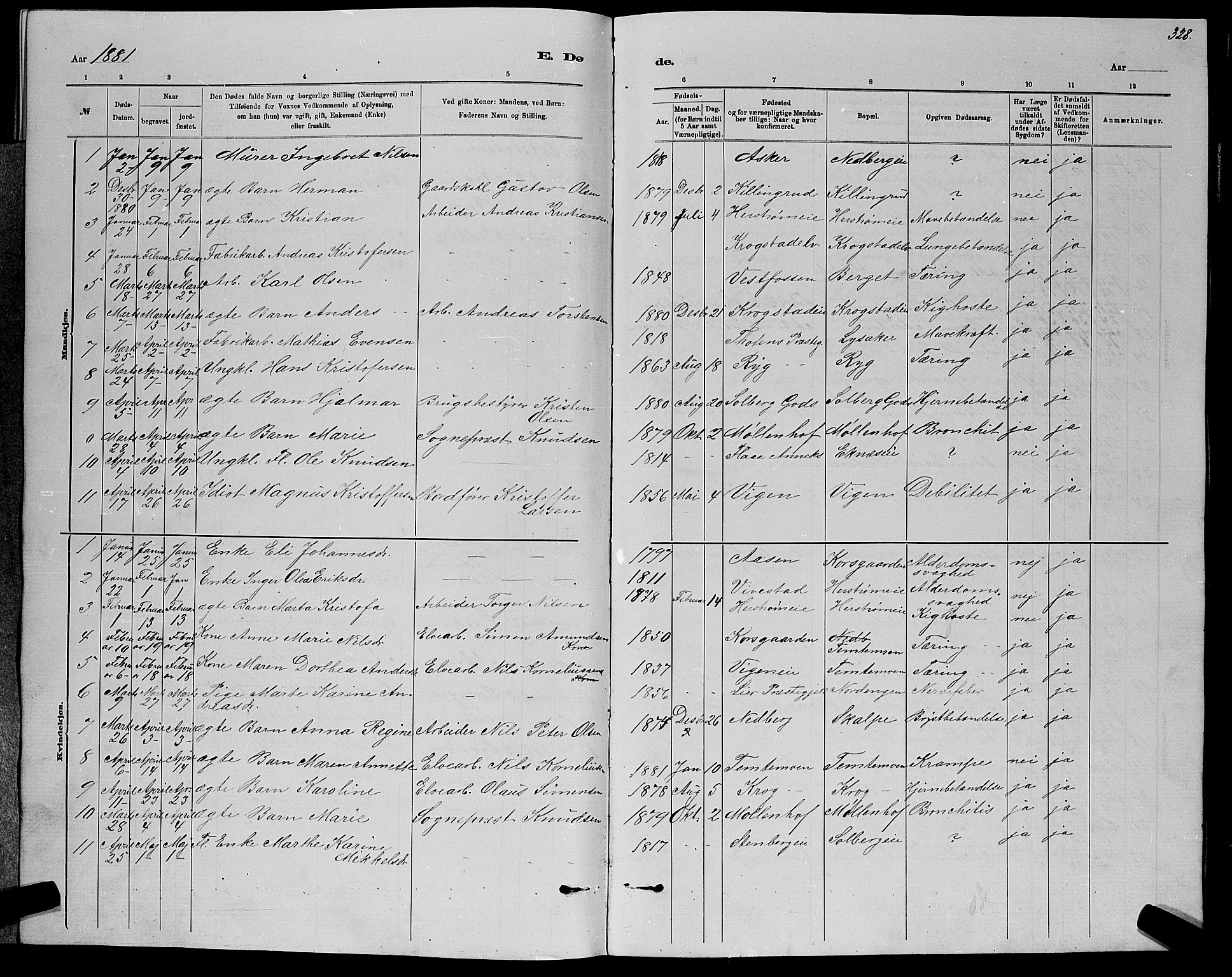 Nedre Eiker kirkebøker, AV/SAKO-A-612/G/Ga/L0002: Parish register (copy) no. 2, 1880-1896, p. 328