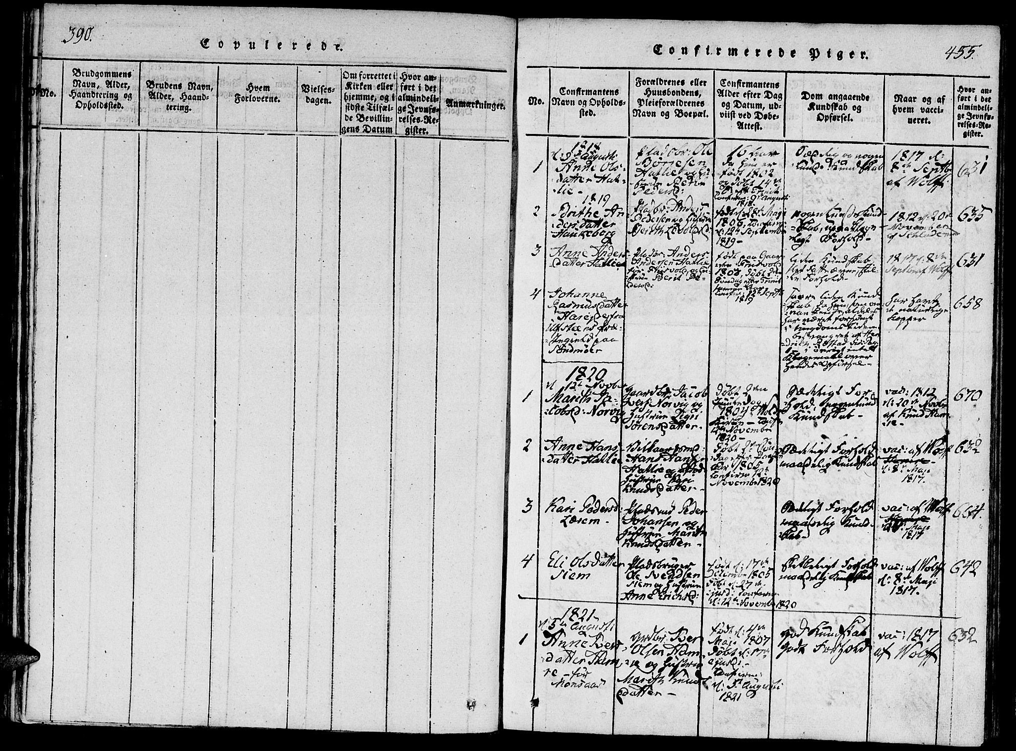 Ministerialprotokoller, klokkerbøker og fødselsregistre - Møre og Romsdal, SAT/A-1454/542/L0551: Parish register (official) no. 542A01, 1818-1853, p. 454-455