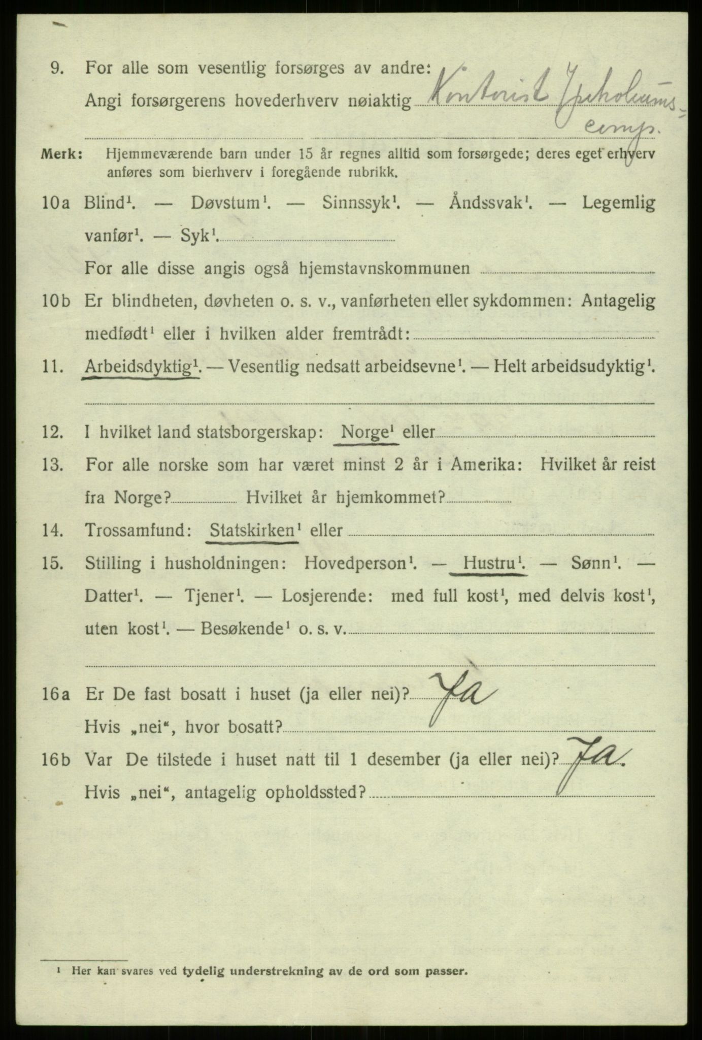 SAB, 1920 census for Bergen, 1920, p. 206537