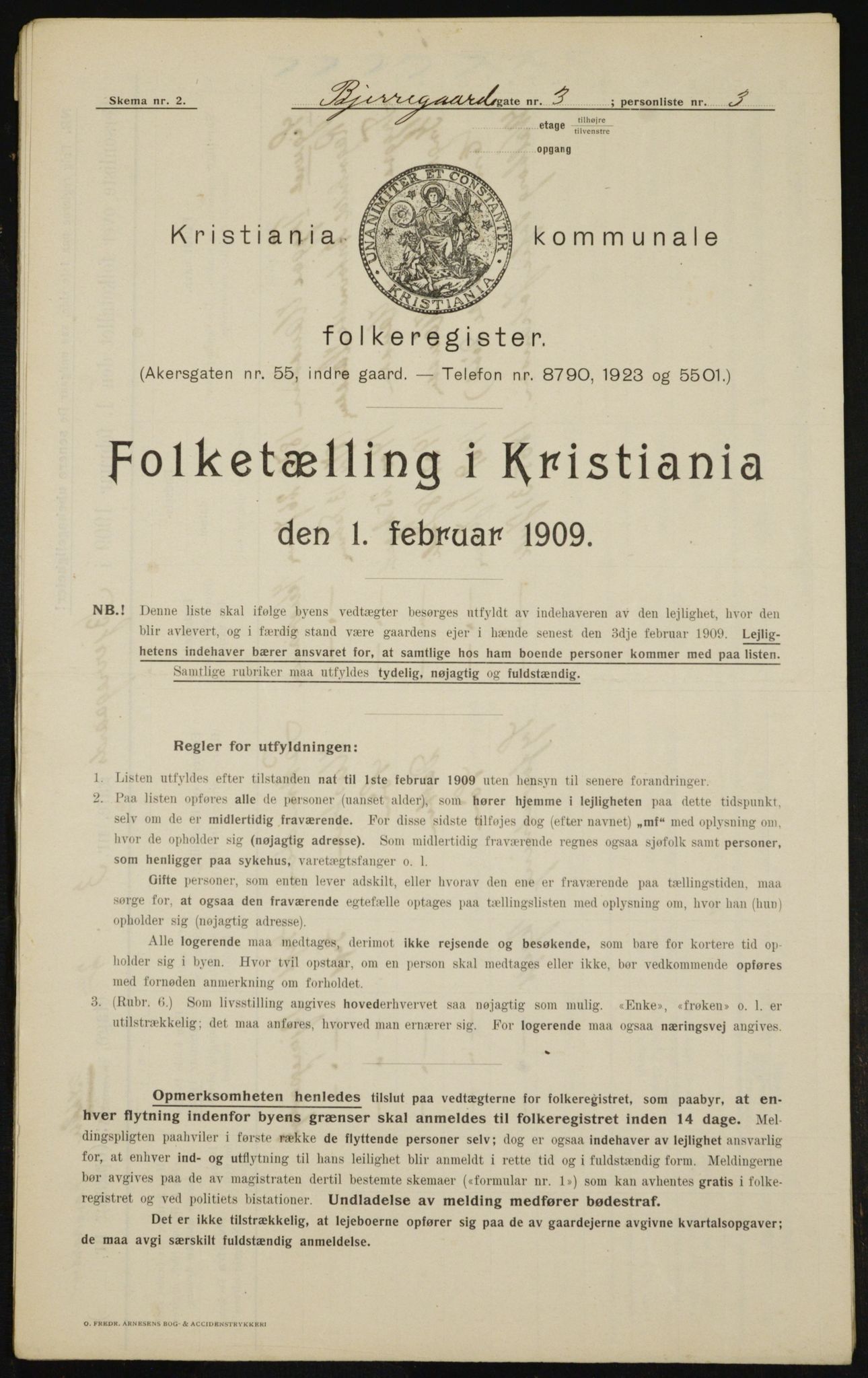 OBA, Municipal Census 1909 for Kristiania, 1909, p. 5140