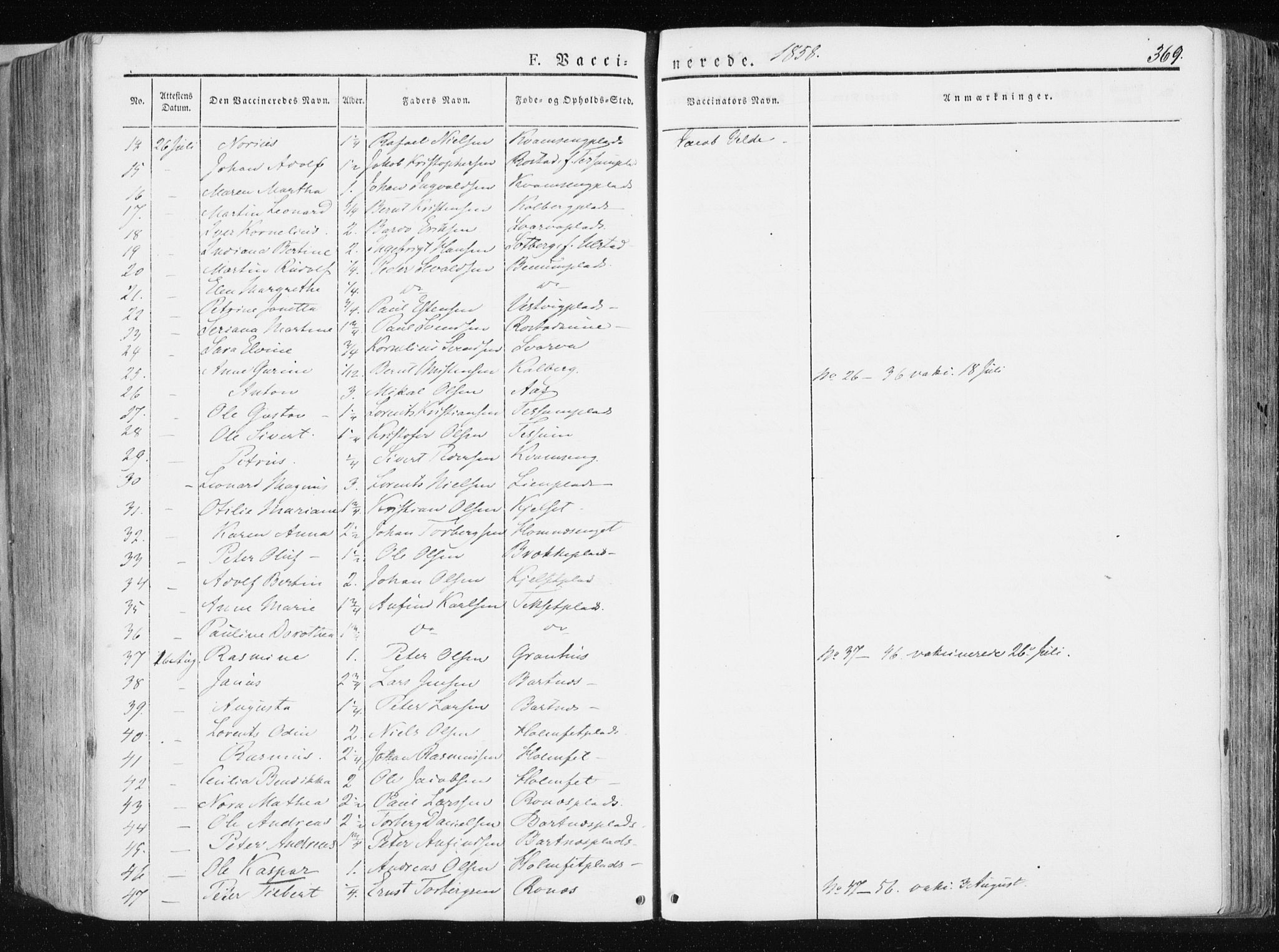 Ministerialprotokoller, klokkerbøker og fødselsregistre - Nord-Trøndelag, AV/SAT-A-1458/741/L0393: Parish register (official) no. 741A07, 1849-1863, p. 369