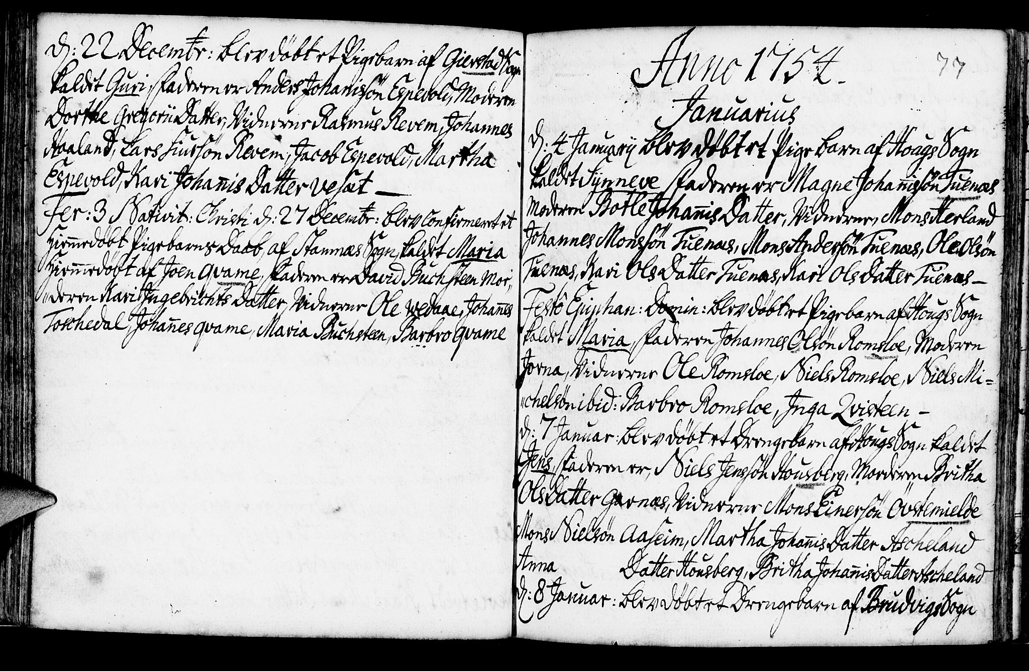 Haus sokneprestembete, SAB/A-75601/H/Haa: Parish register (official) no. A 6, 1748-1758, p. 77