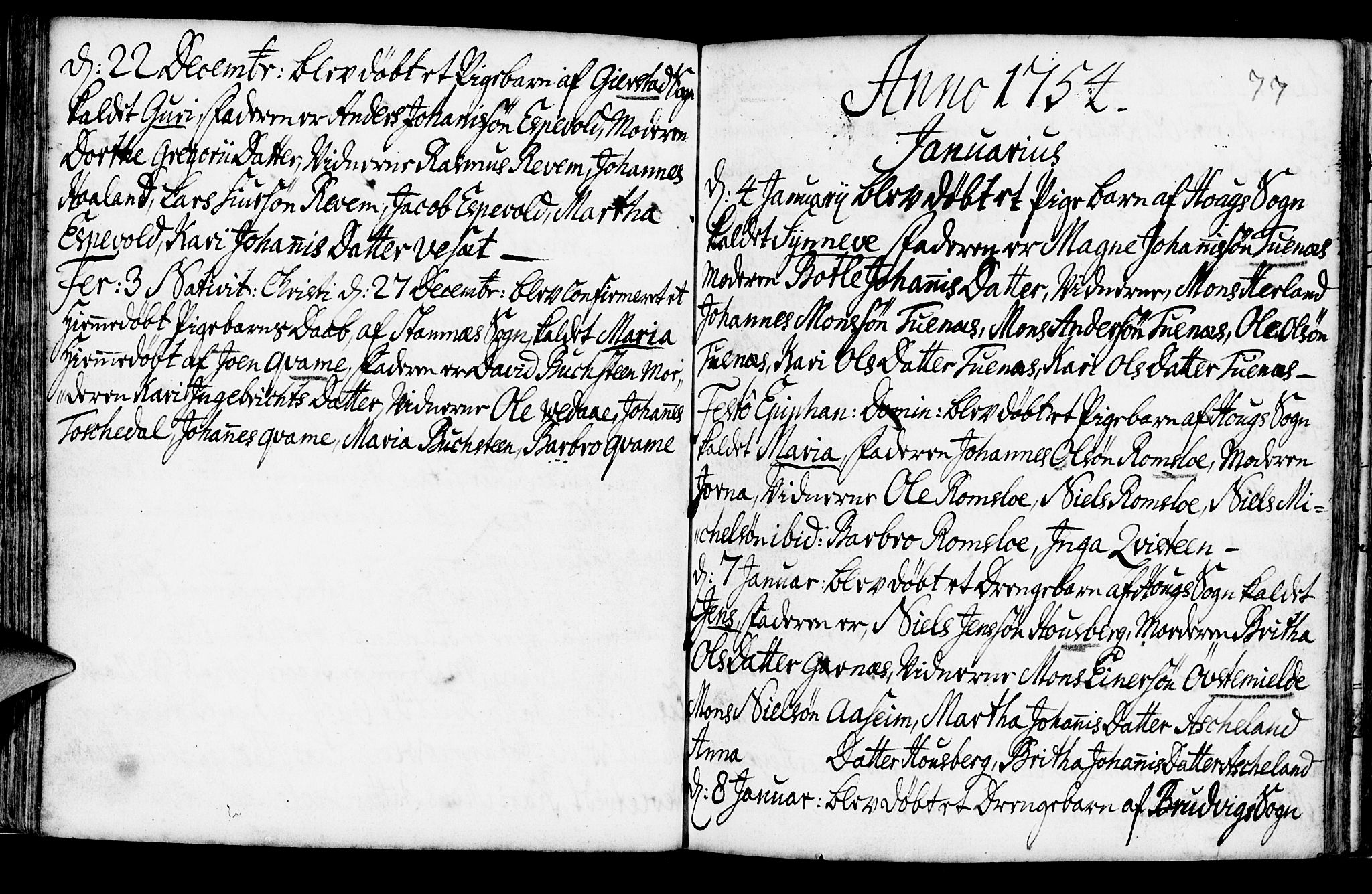 Haus sokneprestembete, AV/SAB-A-75601/H/Haa: Parish register (official) no. A 6, 1748-1758, p. 77