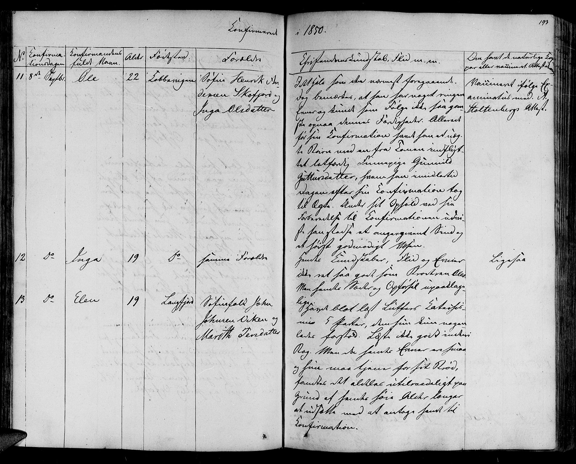 Lebesby sokneprestkontor, AV/SATØ-S-1353/H/Ha/L0003kirke: Parish register (official) no. 3, 1833-1852, p. 193