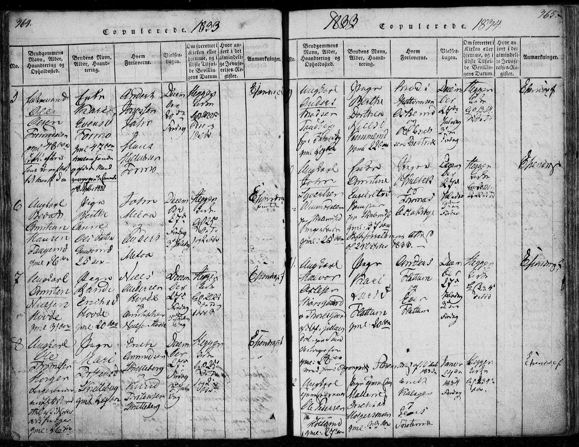 Modum kirkebøker, SAKO/A-234/F/Fa/L0006: Parish register (official) no. 6, 1832-1841, p. 364-365