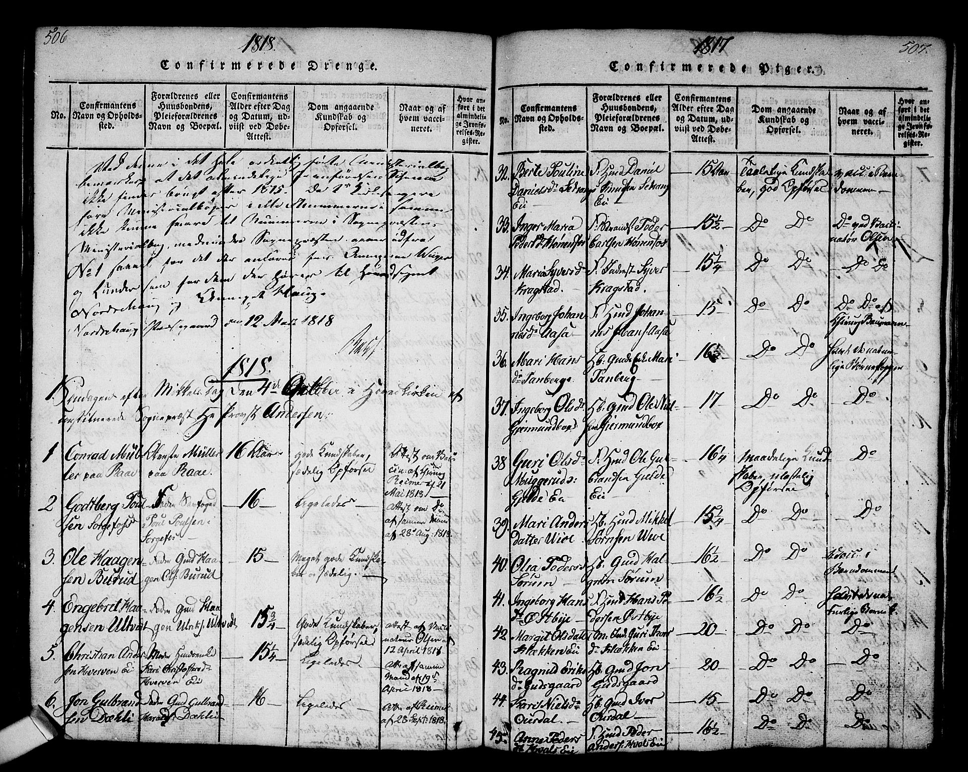 Norderhov kirkebøker, AV/SAKO-A-237/G/Ga/L0002: Parish register (copy) no. I 2, 1814-1867, p. 506-507