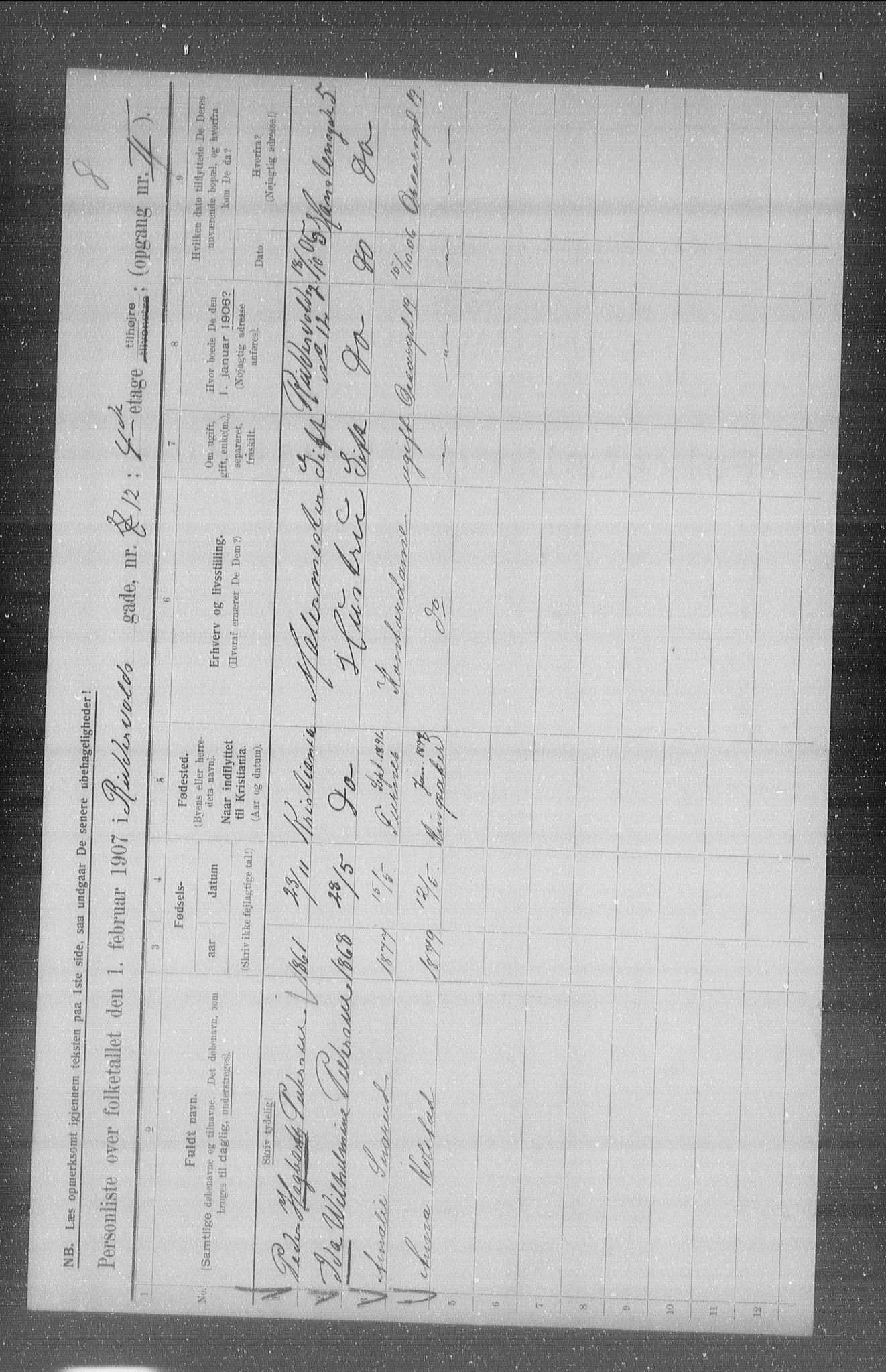 OBA, Municipal Census 1907 for Kristiania, 1907, p. 42432