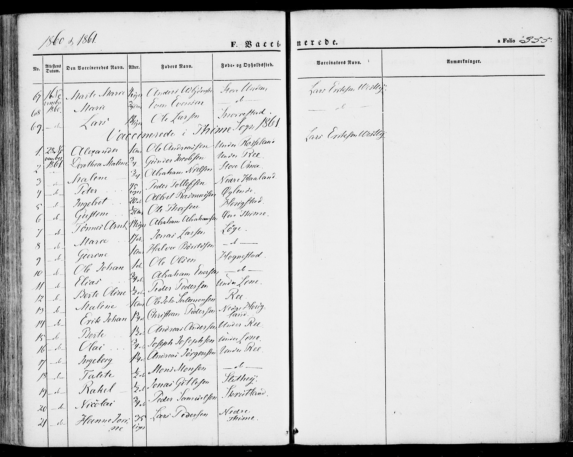 Lye sokneprestkontor, SAST/A-101794/001/30BA/L0007: Parish register (official) no. A 6, 1856-1871, p. 355
