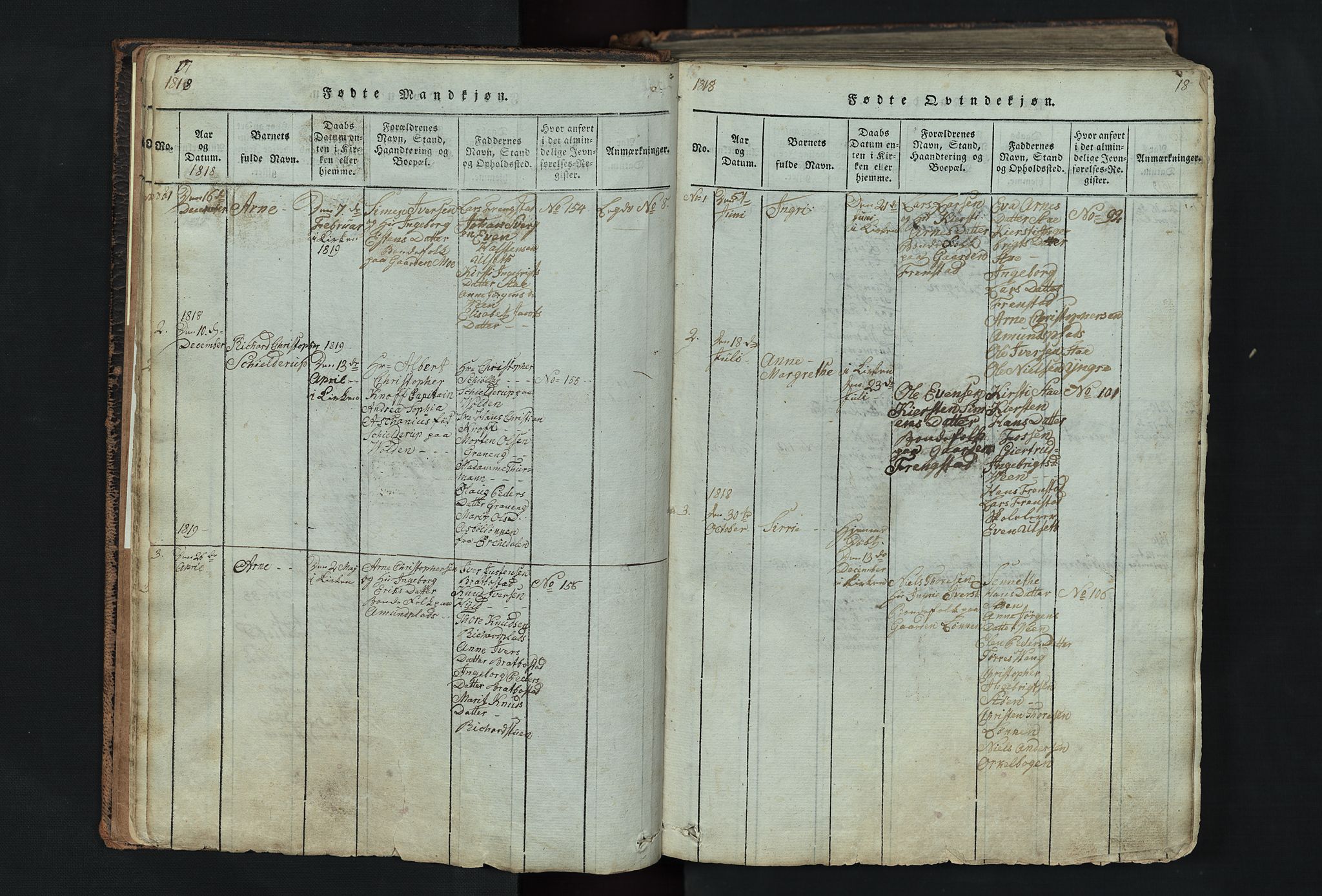 Kvikne prestekontor, AV/SAH-PREST-064/H/Ha/Hab/L0001: Parish register (copy) no. 1, 1815-1895, p. 17-18