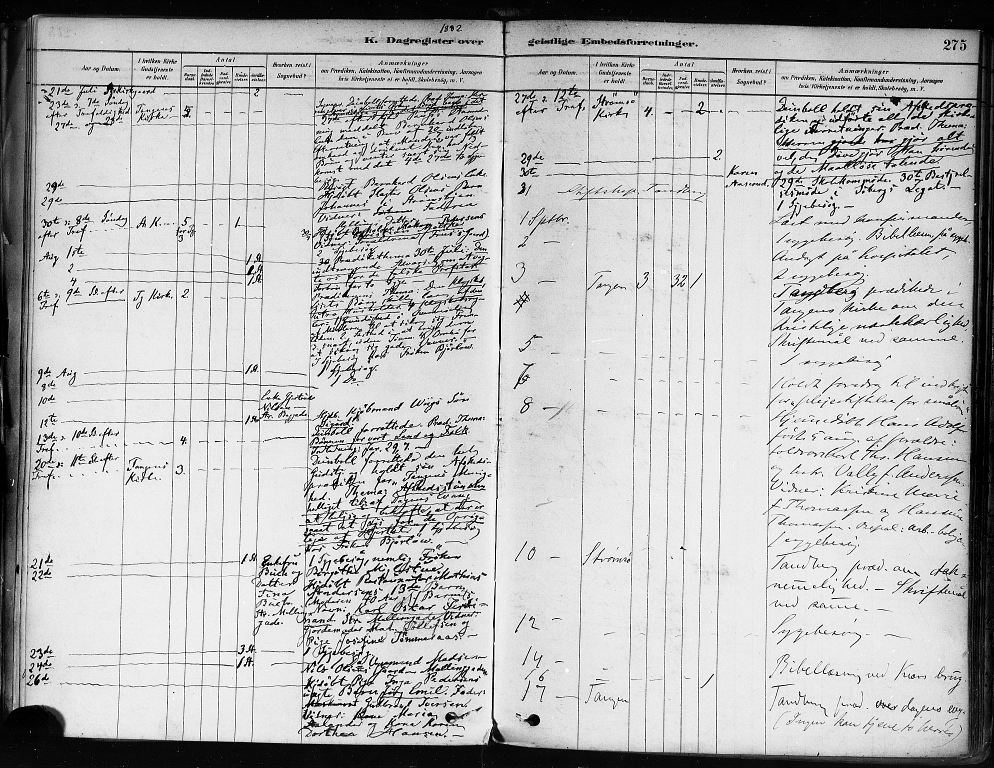 Strømsø kirkebøker, AV/SAKO-A-246/F/Fa/L0022: Parish register (official) no. I 22, 1879-1899, p. 275