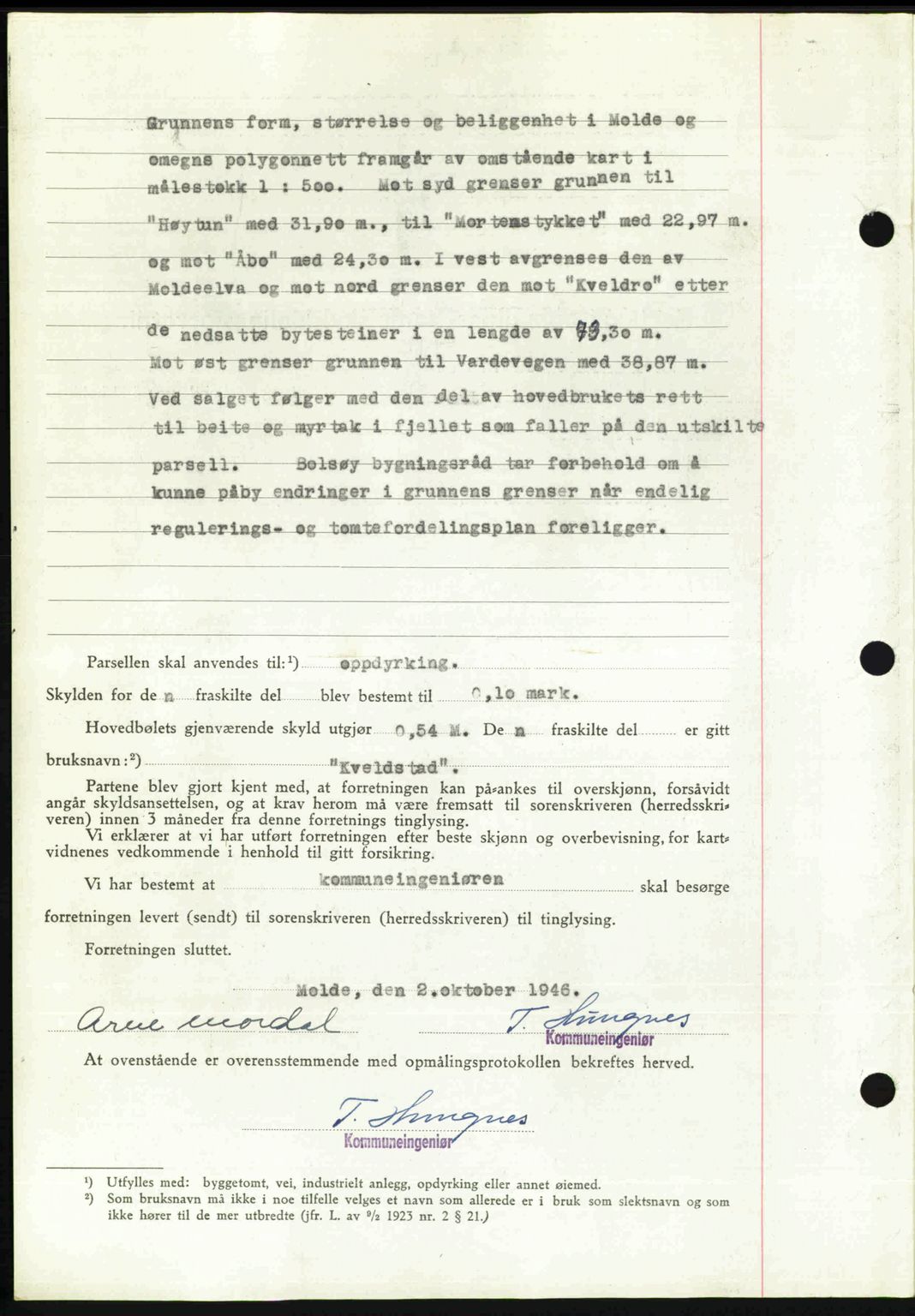 Romsdal sorenskriveri, AV/SAT-A-4149/1/2/2C: Mortgage book no. A21, 1946-1946, Diary no: : 2147/1946