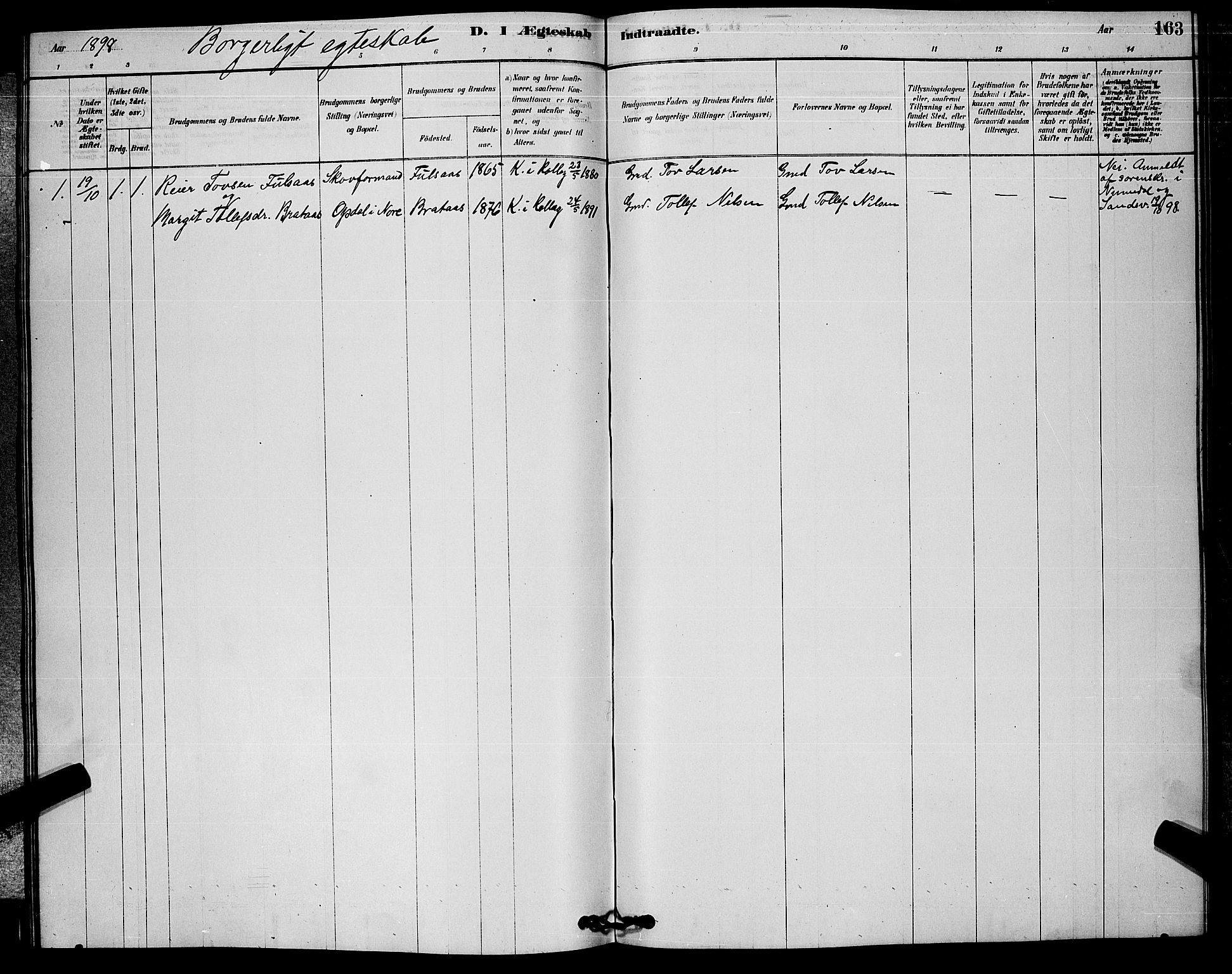 Rollag kirkebøker, SAKO/A-240/G/Ga/L0004: Parish register (copy) no. I 4, 1878-1903, p. 163