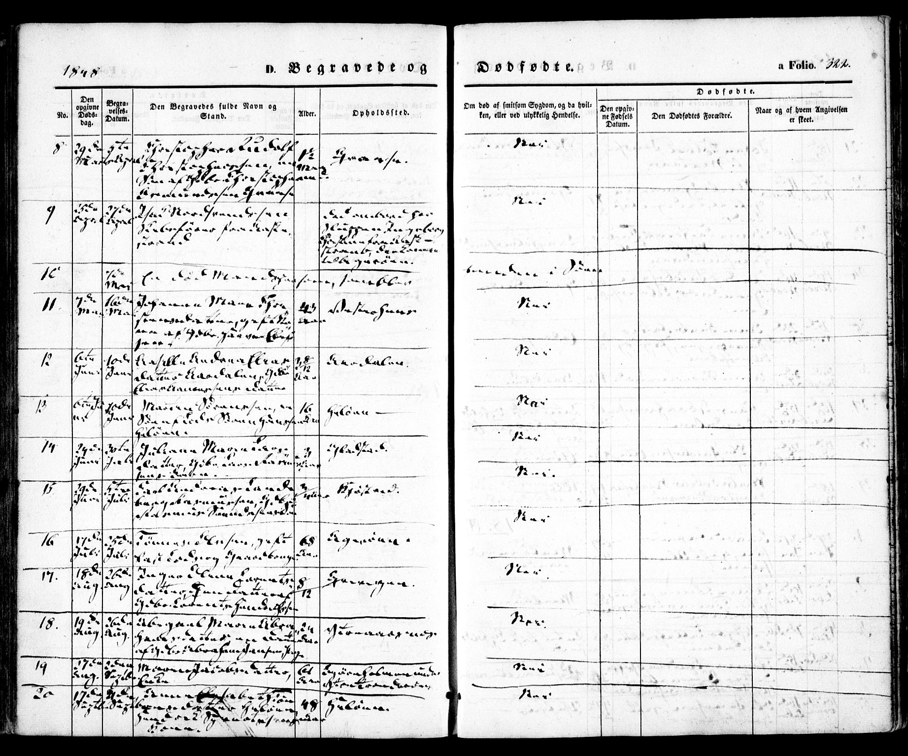 Høvåg sokneprestkontor, SAK/1111-0025/F/Fa/L0003: Parish register (official) no. A 3, 1843-1858, p. 322