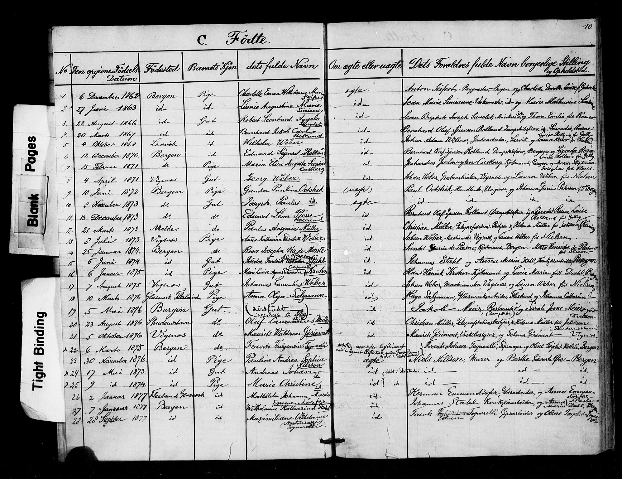 St. Pauls kirke, AV/SAB-SAB/DA-012/F: Dissenter register no. L0001, 1858-1878, p. 10