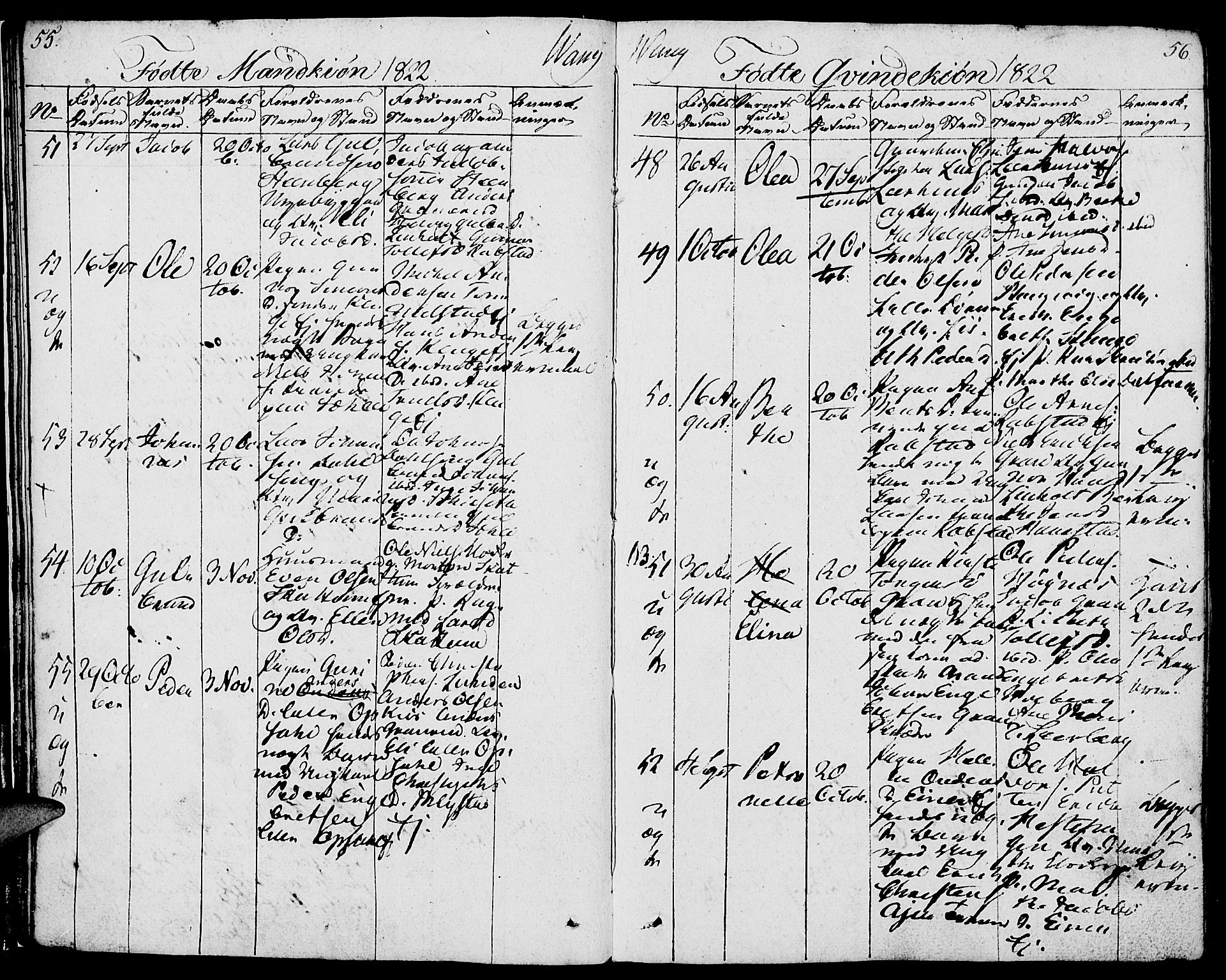 Vang prestekontor, Hedmark, AV/SAH-PREST-008/H/Ha/Haa/L0006: Parish register (official) no. 6 /1, 1809-1827, p. 55-56