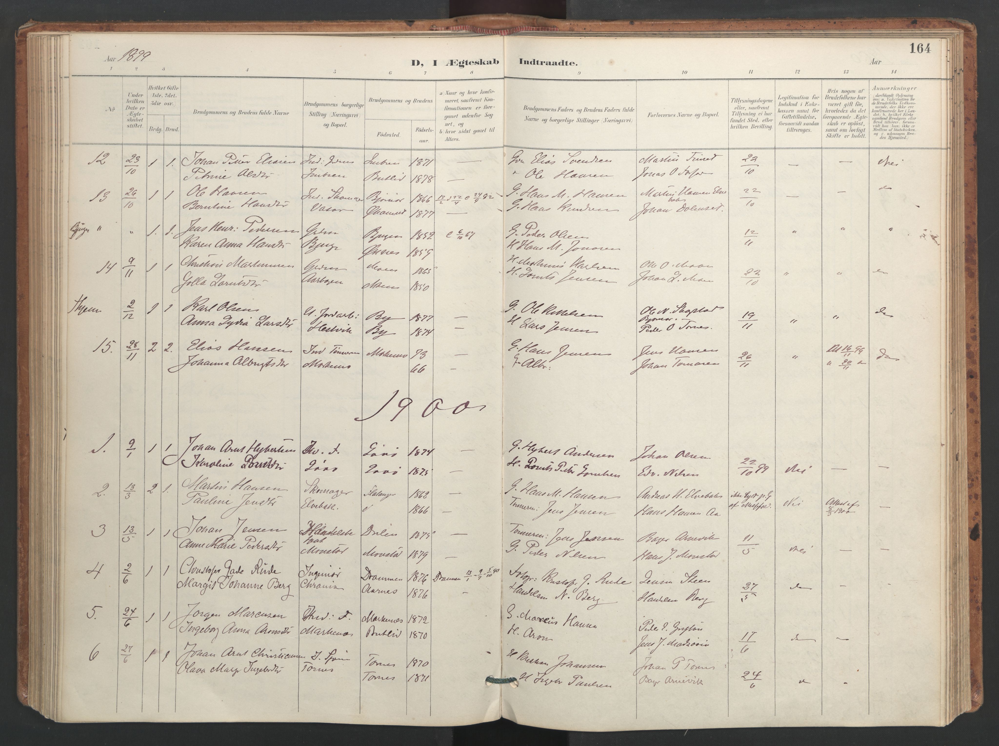 Ministerialprotokoller, klokkerbøker og fødselsregistre - Sør-Trøndelag, SAT/A-1456/655/L0681: Parish register (official) no. 655A10, 1895-1907, p. 164