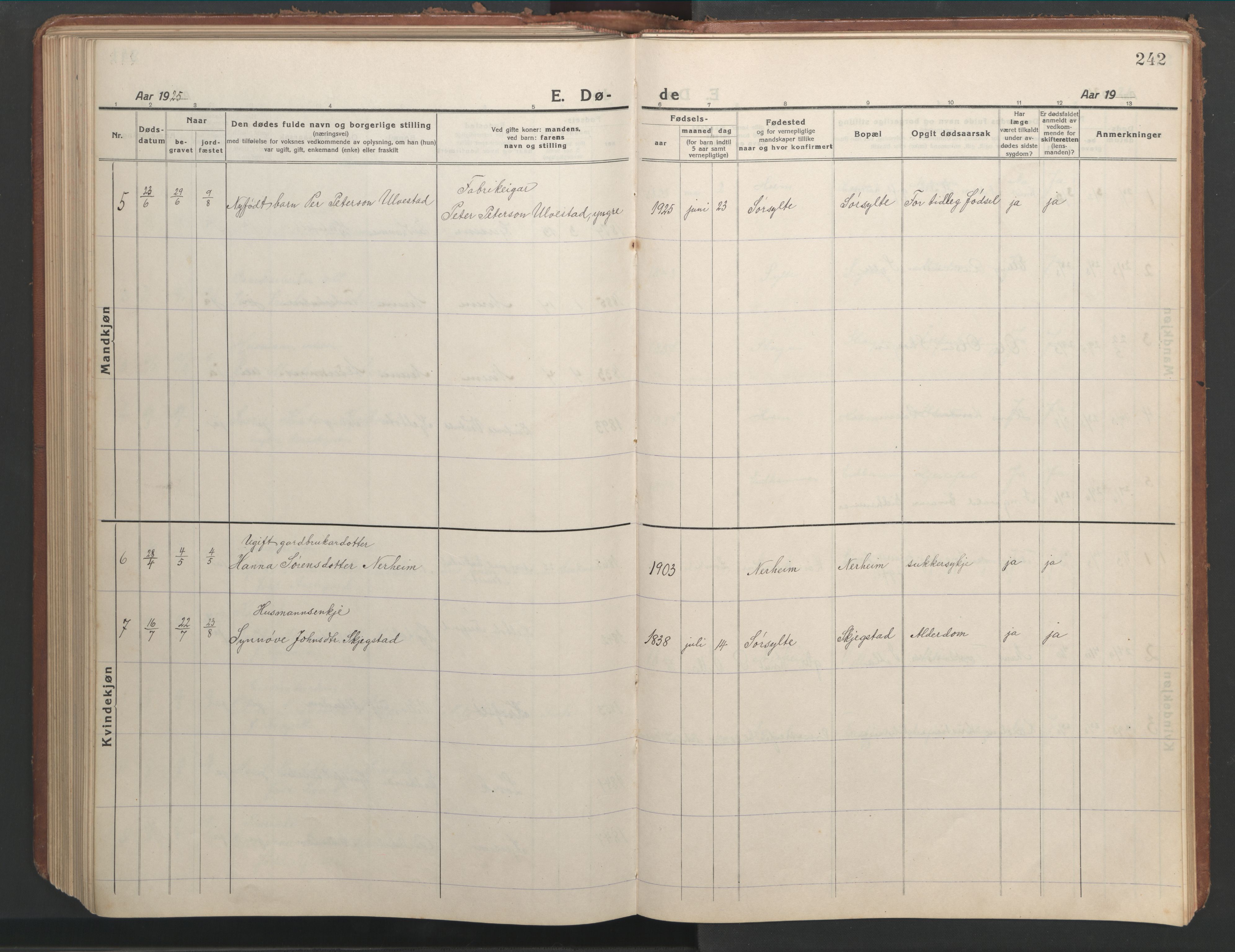 Ministerialprotokoller, klokkerbøker og fødselsregistre - Møre og Romsdal, AV/SAT-A-1454/541/L0548: Parish register (copy) no. 541C03, 1921-1960, p. 242