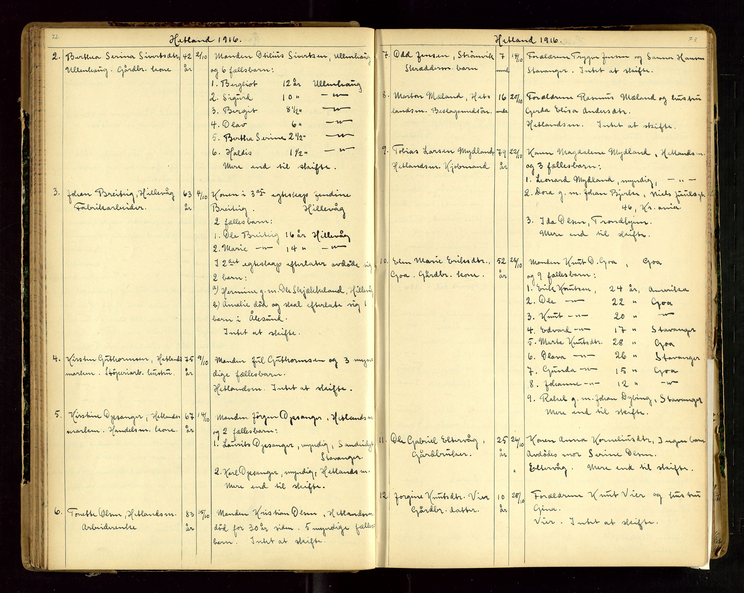 Jæren sorenskriveri, AV/SAST-A-100310/01/5/52/52B/L0003: DØDSFALLPROTOKOLL, 1910-1916, p. 72-73