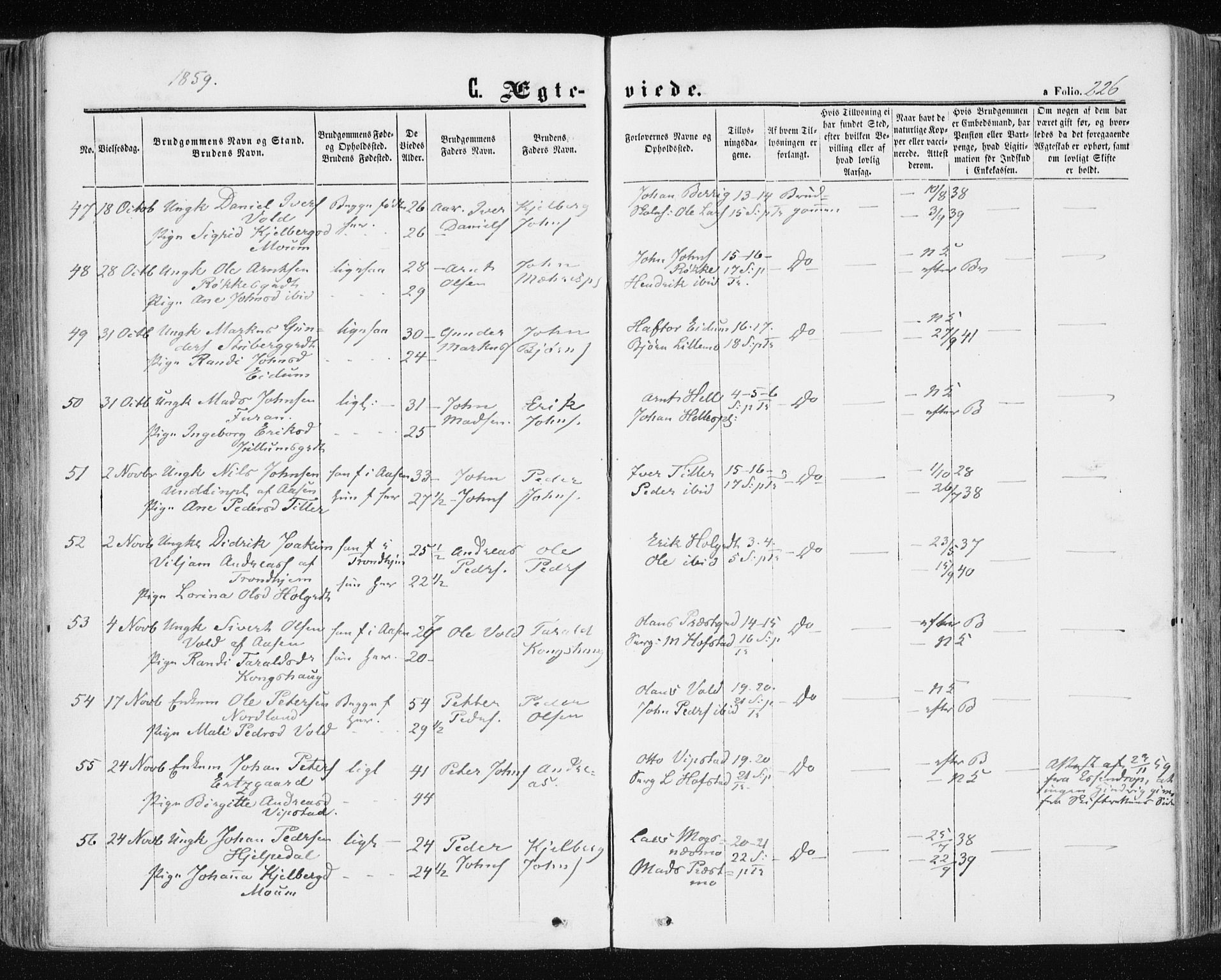 Ministerialprotokoller, klokkerbøker og fødselsregistre - Nord-Trøndelag, AV/SAT-A-1458/709/L0075: Parish register (official) no. 709A15, 1859-1870, p. 226