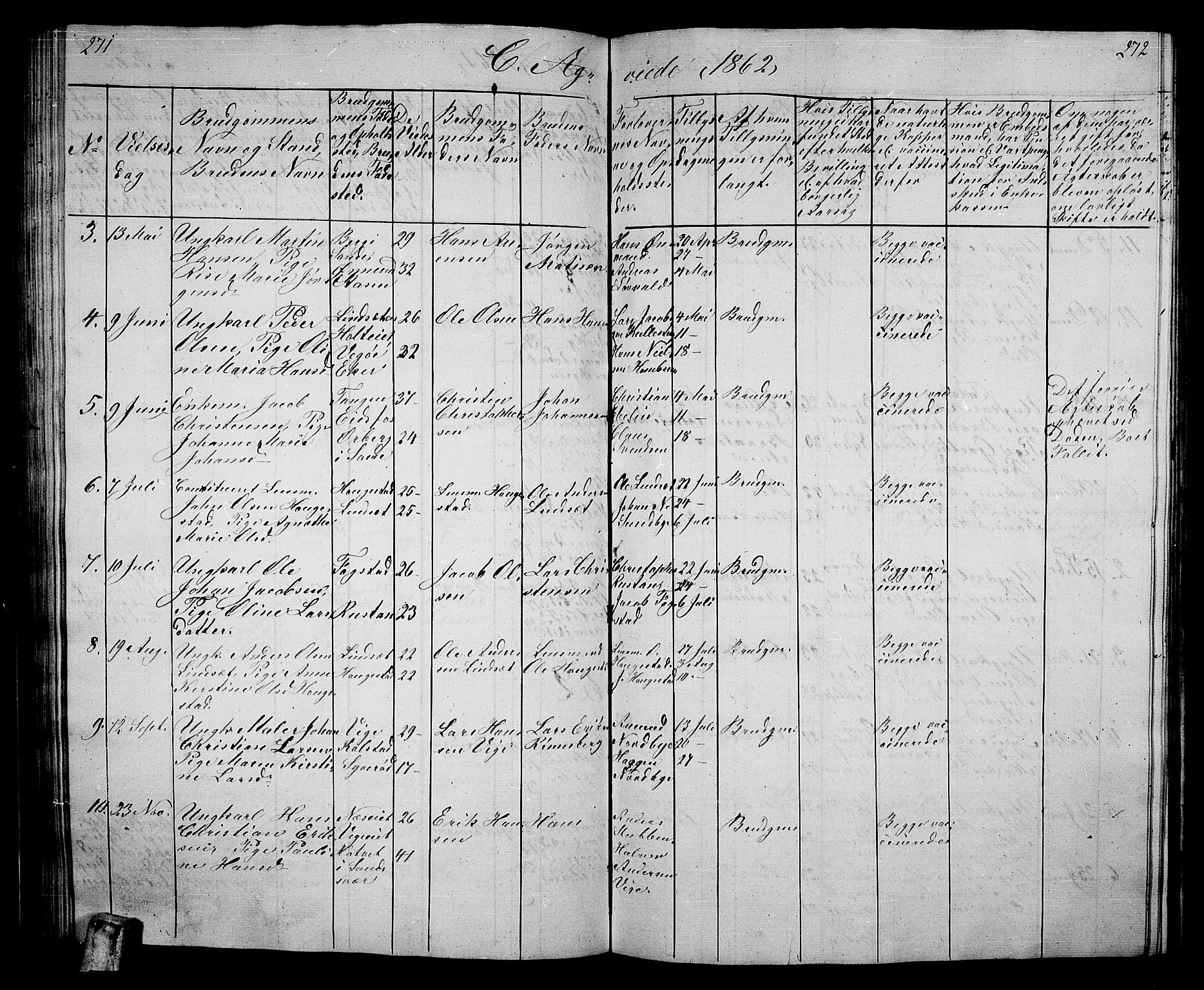 Hof kirkebøker, SAKO/A-64/G/Ga/L0002: Parish register (copy) no. I 2, 1859-1873, p. 271-272