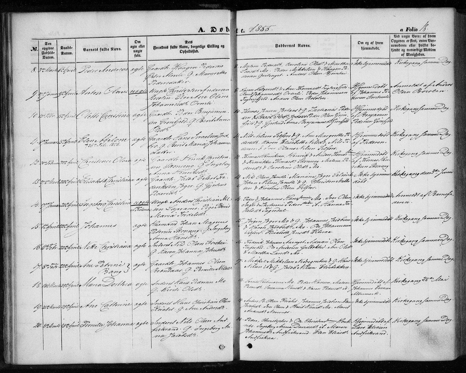 Ministerialprotokoller, klokkerbøker og fødselsregistre - Nordland, AV/SAT-A-1459/827/L0392: Parish register (official) no. 827A04, 1853-1866, p. 18