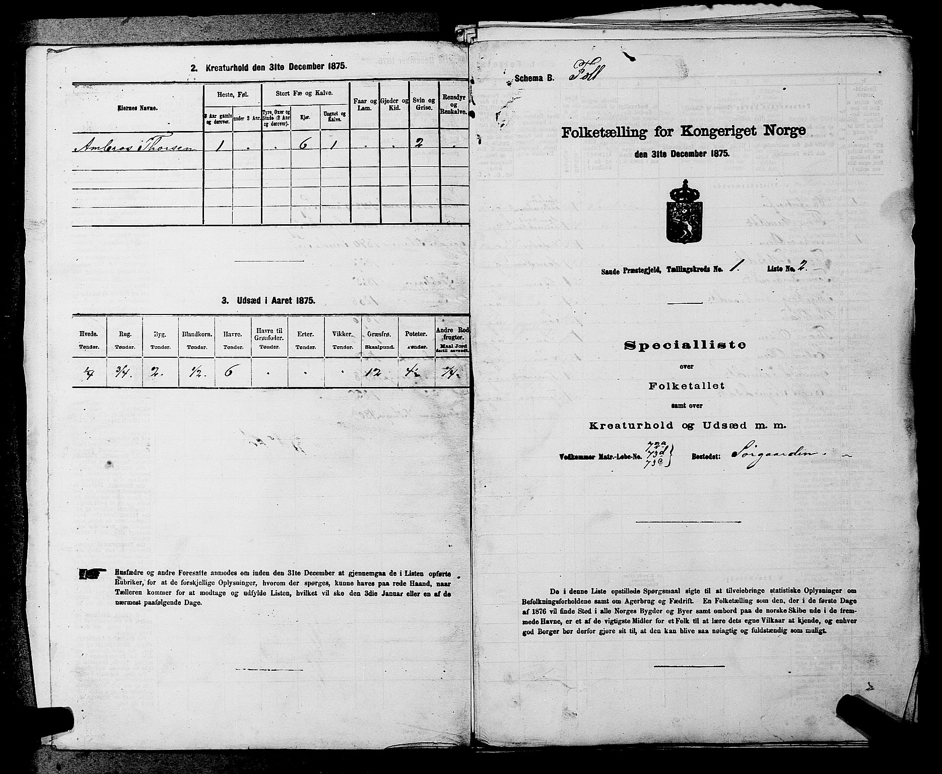 SAKO, 1875 census for 0822P Sauherad, 1875, p. 61