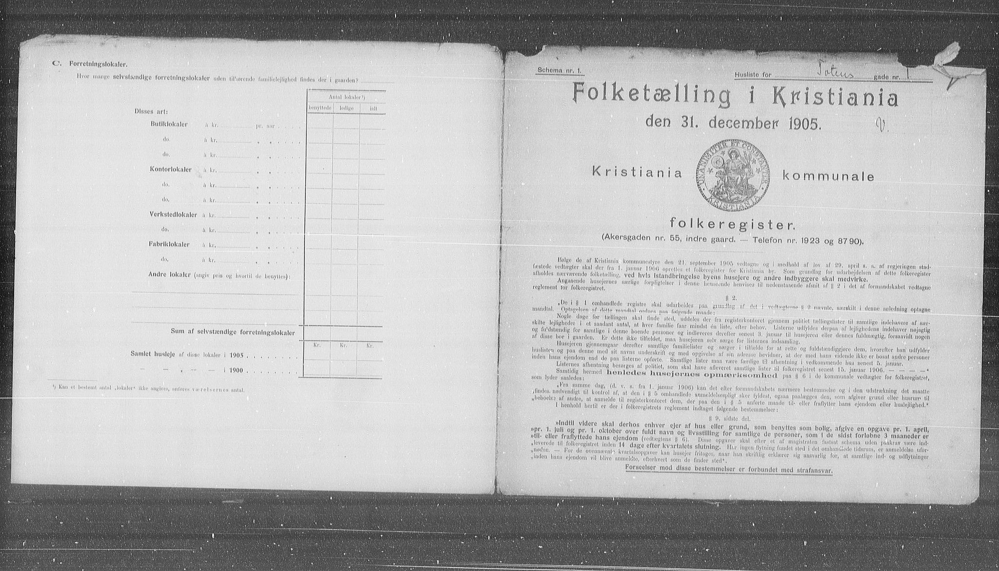 OBA, Municipal Census 1905 for Kristiania, 1905, p. 60570