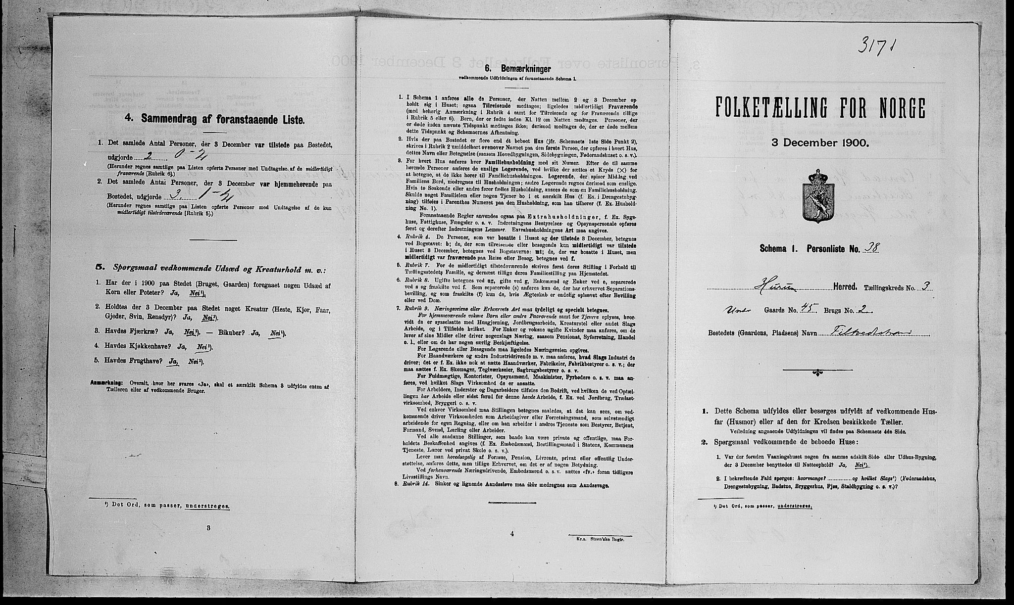 RA, 1900 census for Hurum, 1900, p. 362