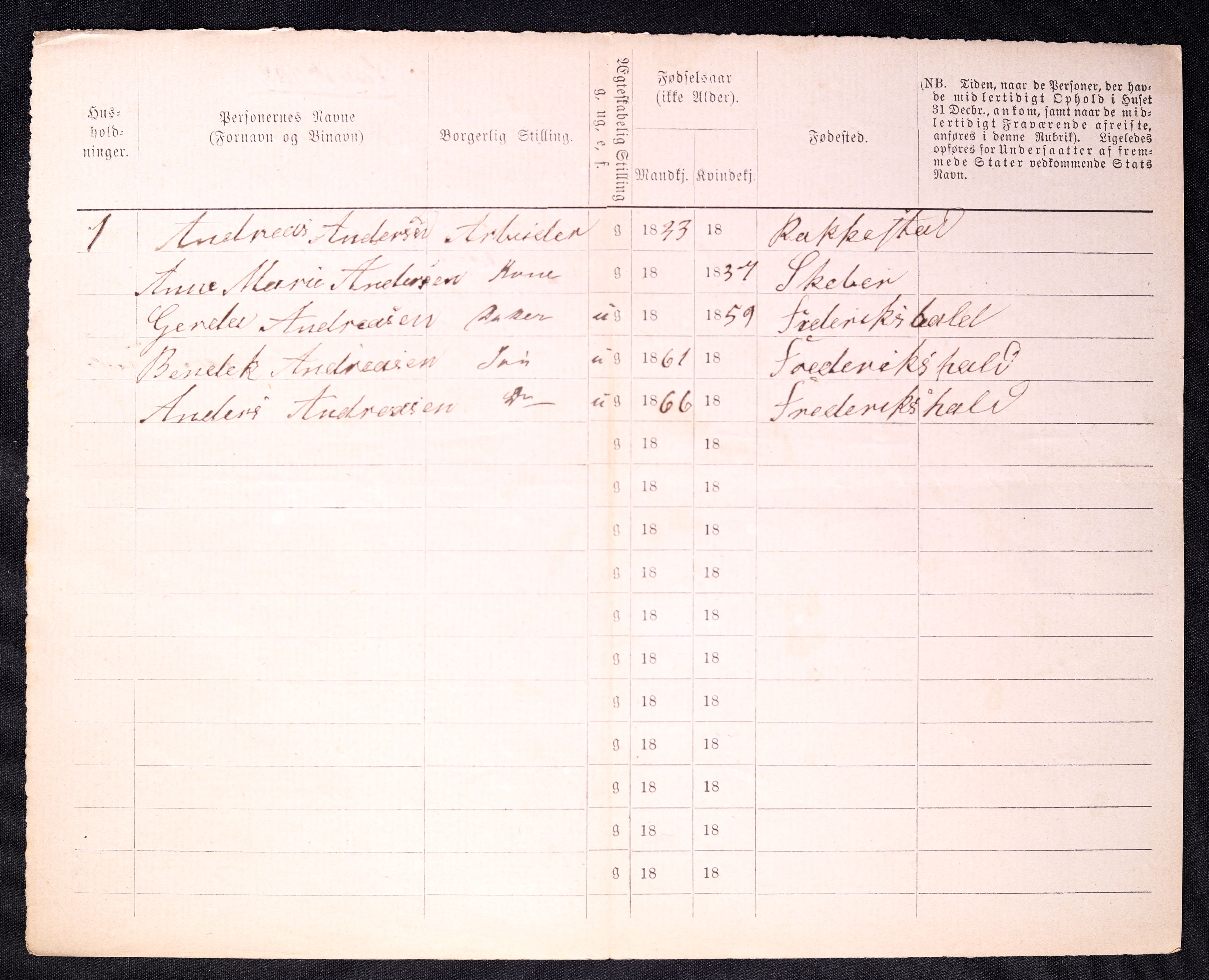 RA, 1870 census for 0103 Fredrikstad, 1870, p. 1208