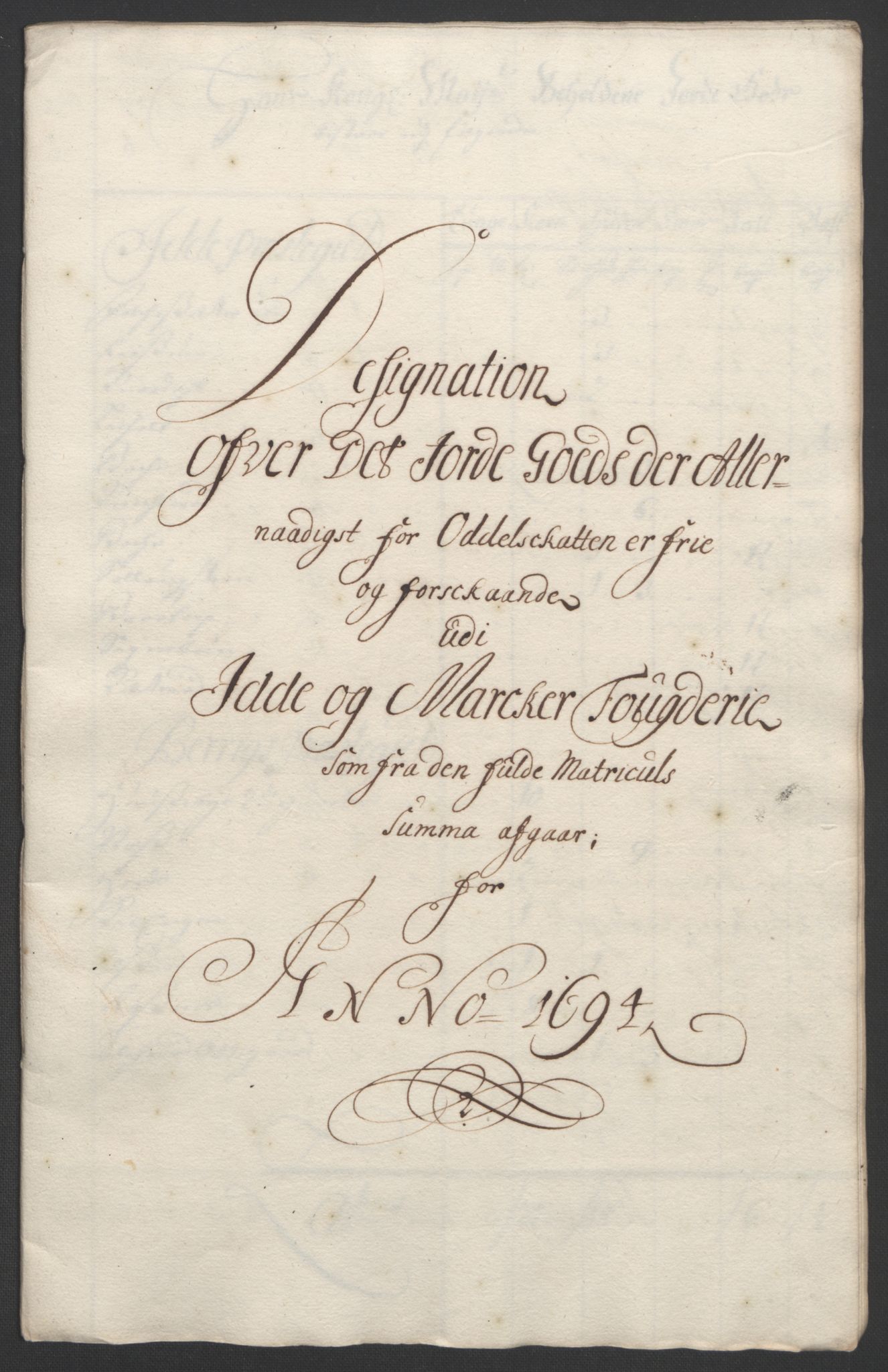 Rentekammeret inntil 1814, Reviderte regnskaper, Fogderegnskap, AV/RA-EA-4092/R01/L0012: Fogderegnskap Idd og Marker, 1694-1695, p. 141