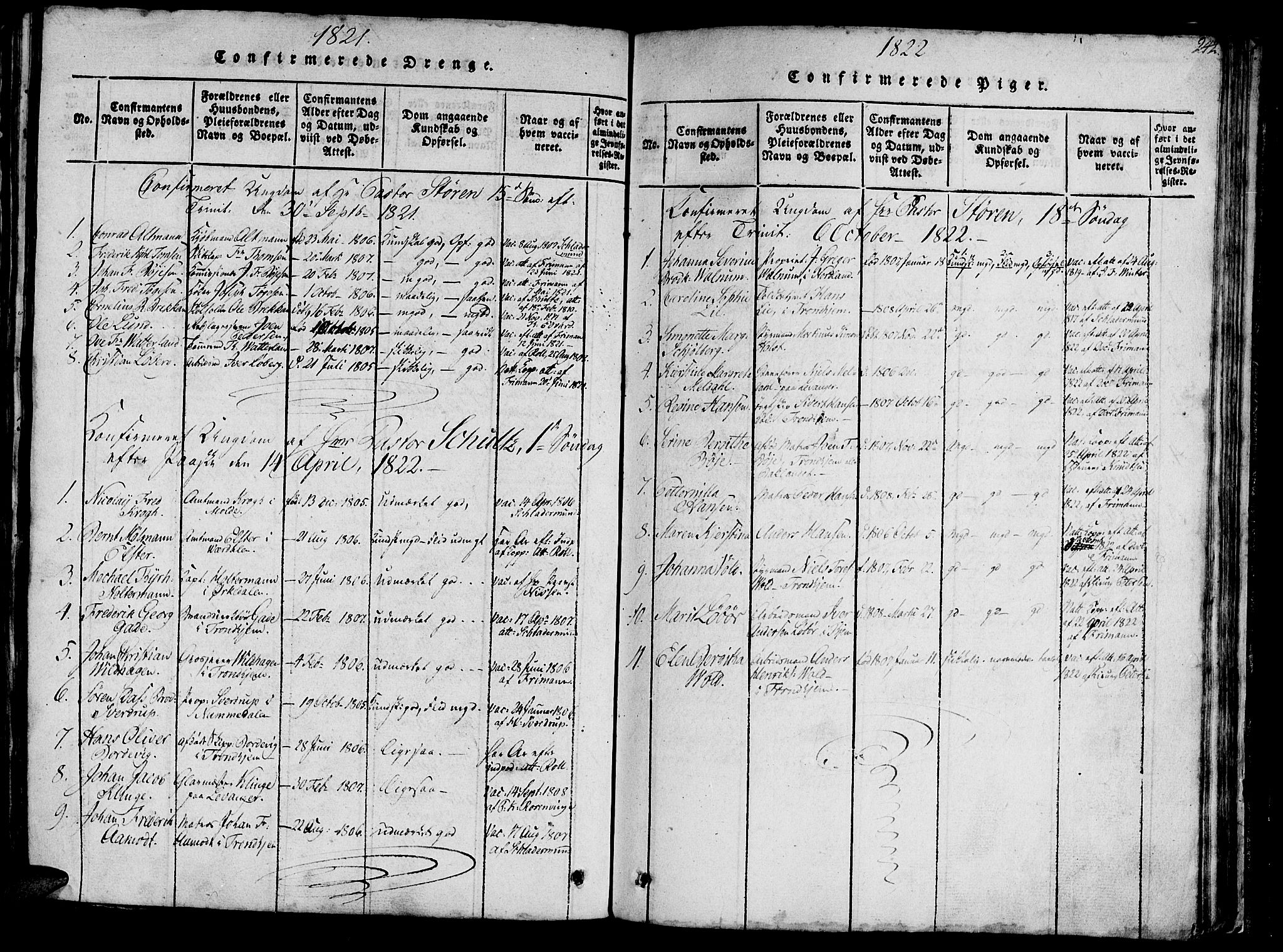 Ministerialprotokoller, klokkerbøker og fødselsregistre - Sør-Trøndelag, SAT/A-1456/602/L0135: Parish register (copy) no. 602C03, 1815-1832, p. 242