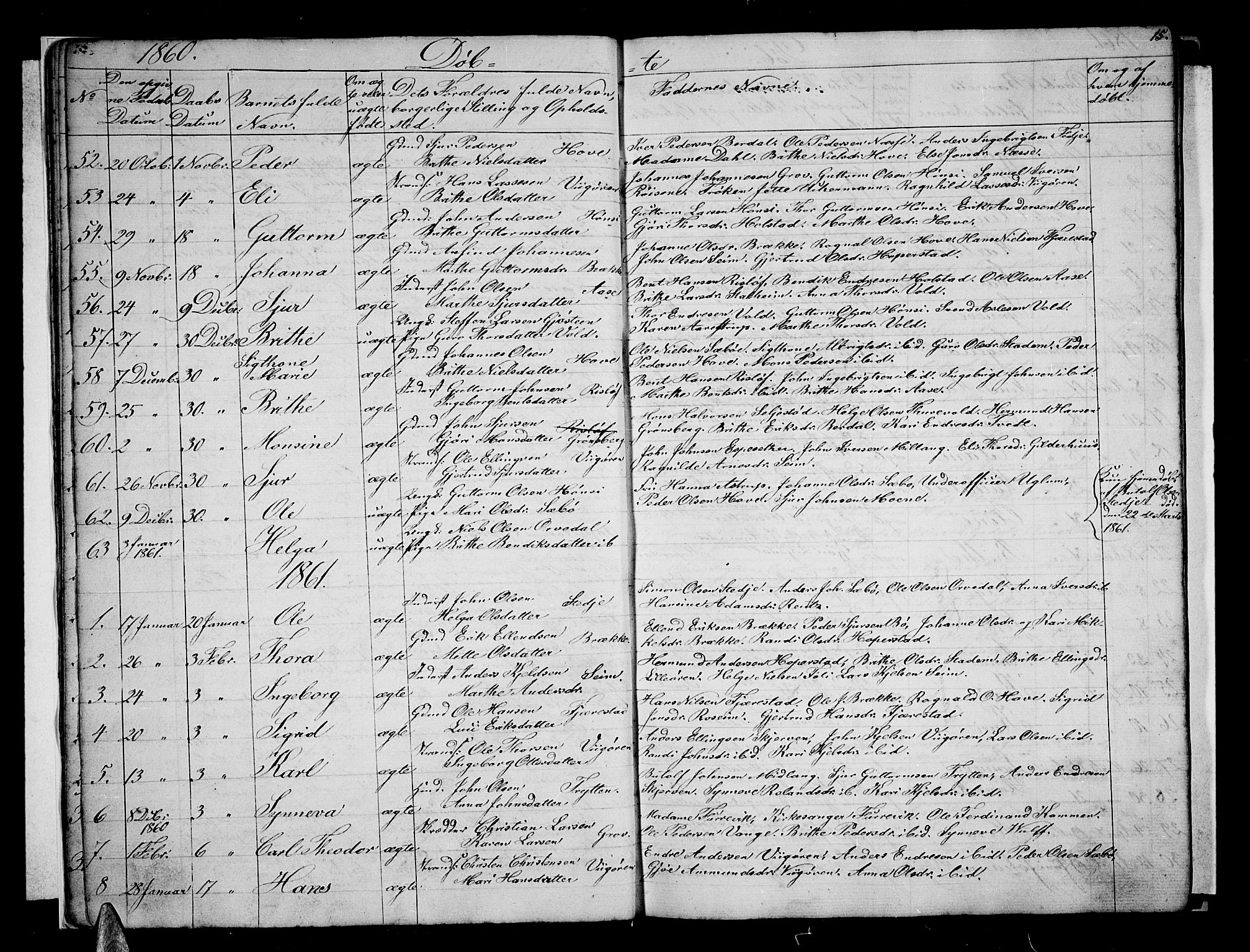 Vik sokneprestembete, AV/SAB-A-81501/H/Hab/Haba/L0002: Parish register (copy) no. A 2, 1856-1877, p. 15