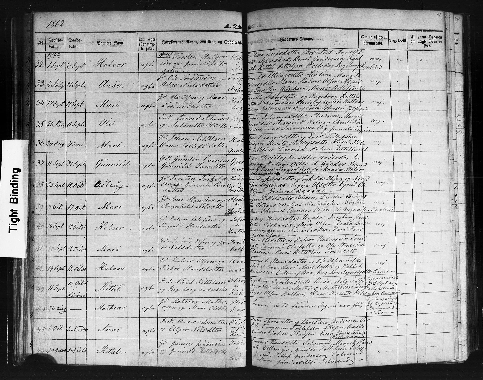 Sauherad kirkebøker, SAKO/A-298/F/Fb/L0001: Parish register (official) no. II 1, 1851-1877, p. 41
