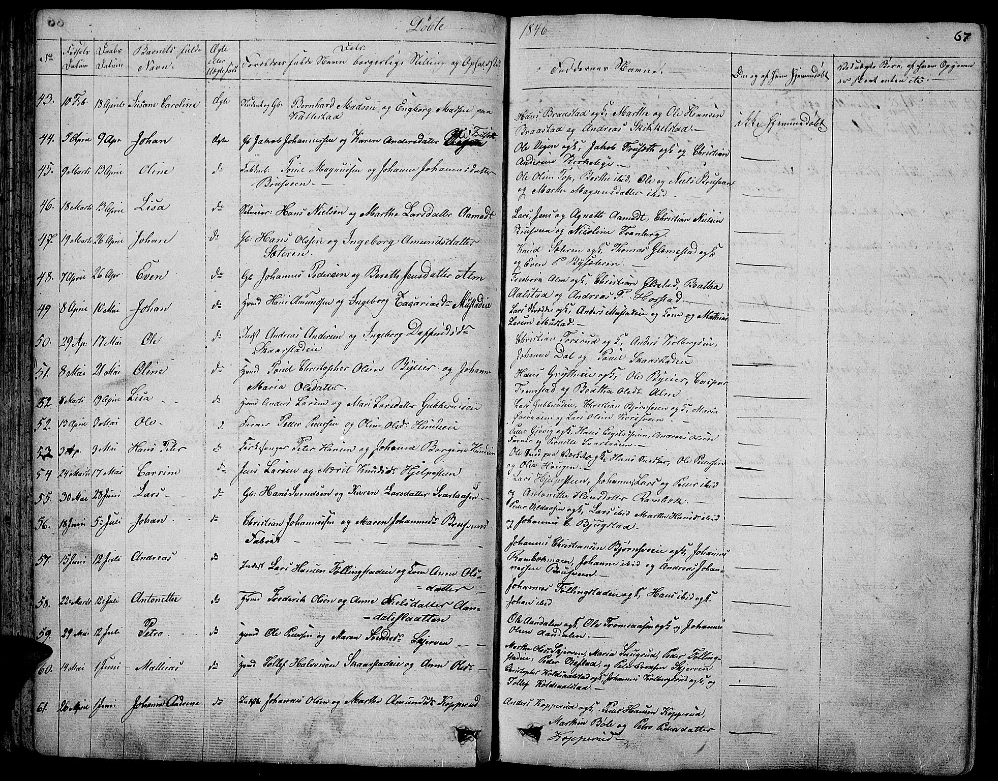 Vardal prestekontor, SAH/PREST-100/H/Ha/Hab/L0004: Parish register (copy) no. 4, 1831-1853, p. 67
