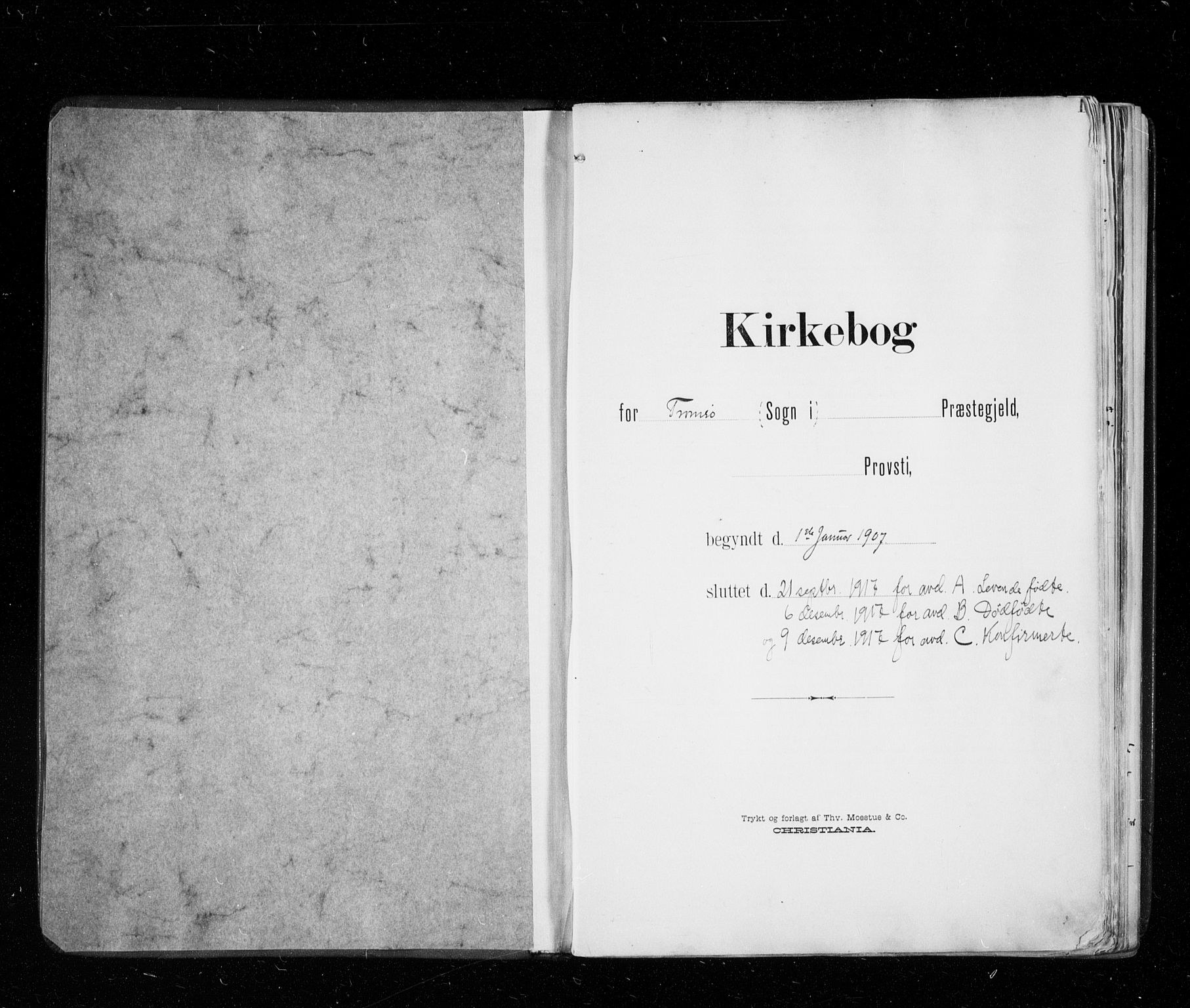 Tromsø sokneprestkontor/stiftsprosti/domprosti, SATØ/S-1343/G/Ga/L0017kirke: Parish register (official) no. 17, 1907-1917