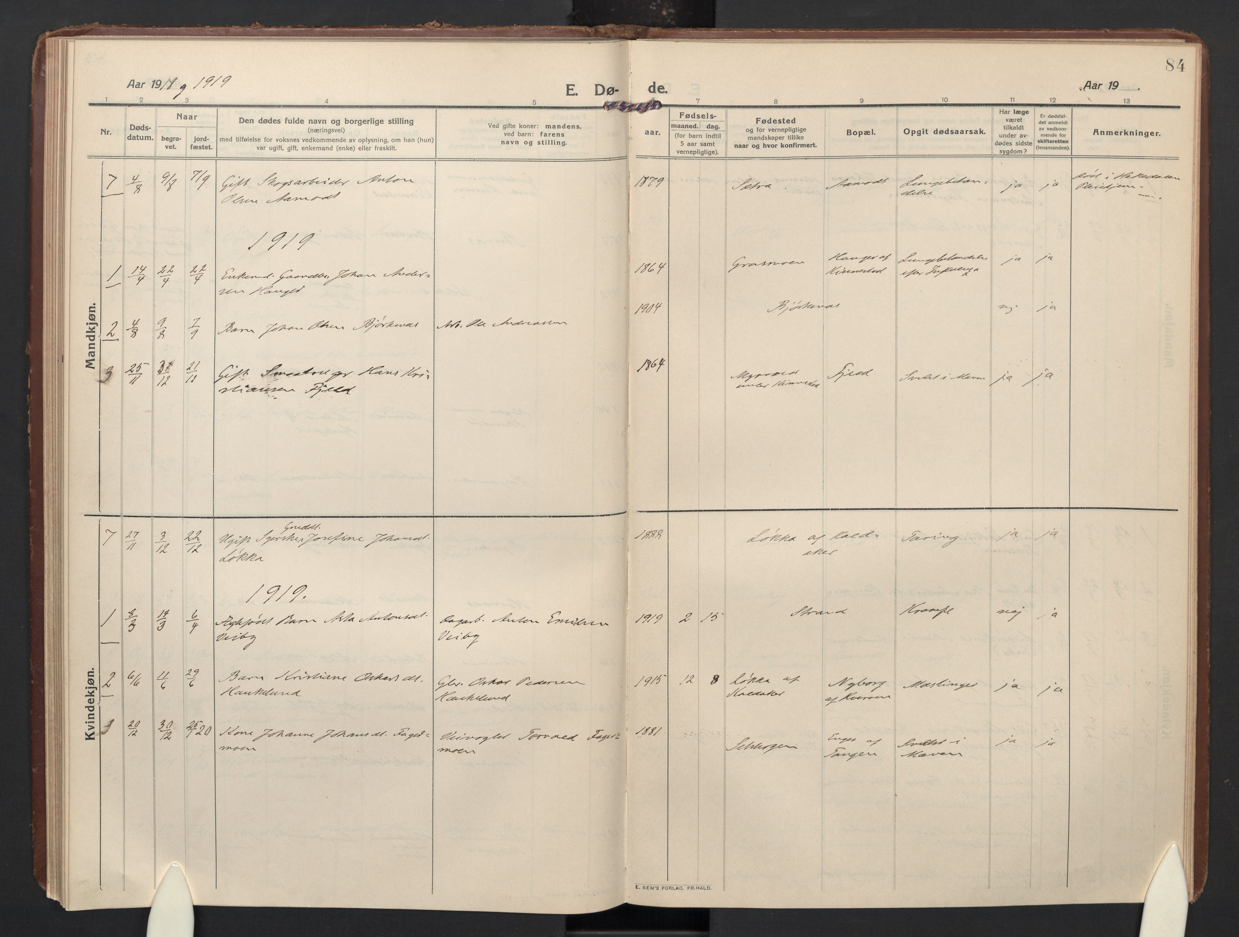 Høland prestekontor Kirkebøker, SAO/A-10346a/F/Fc: Parish register (official) no. III 4, 1912-1924, p. 84