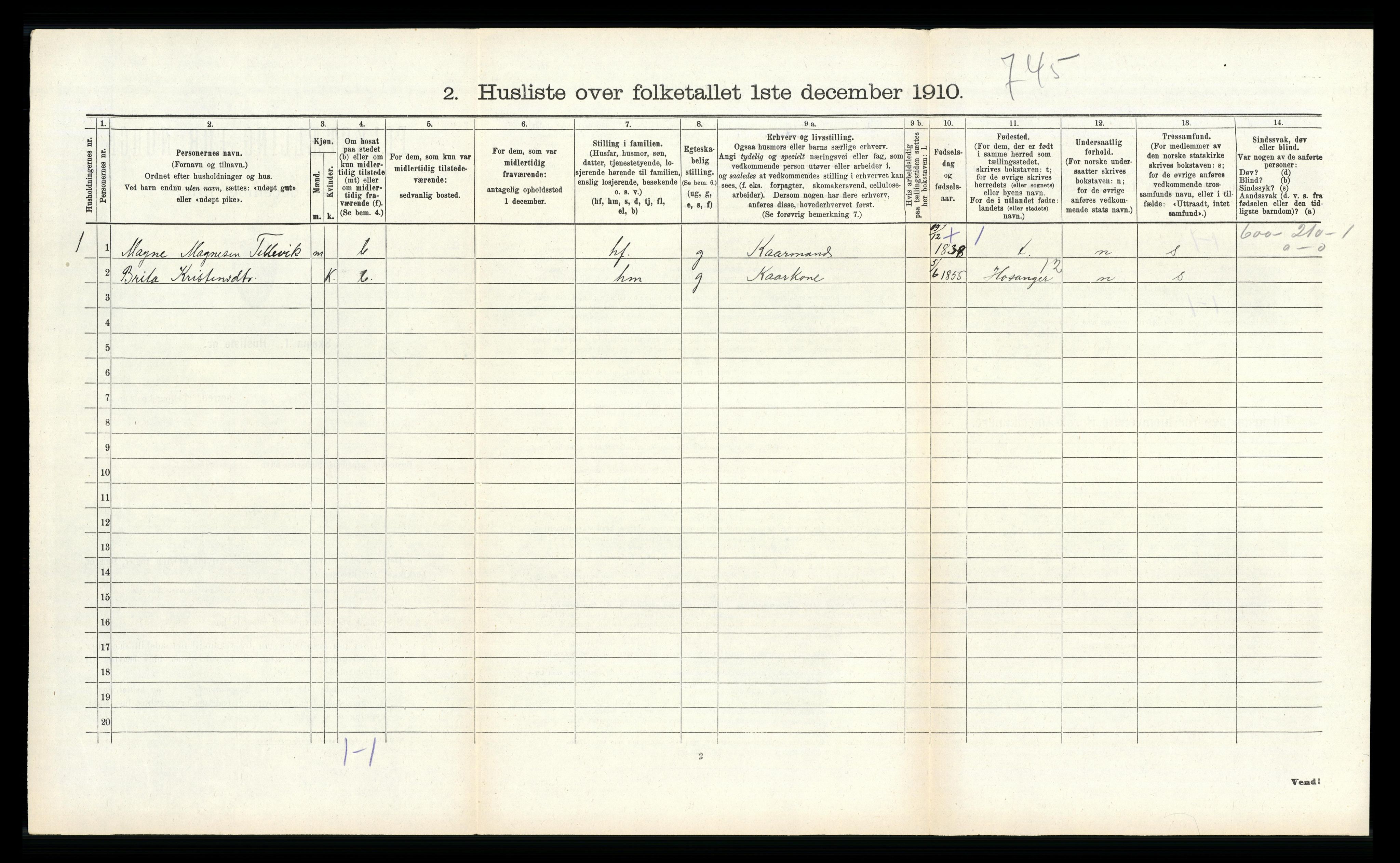 RA, 1910 census for Hamre, 1910, p. 865