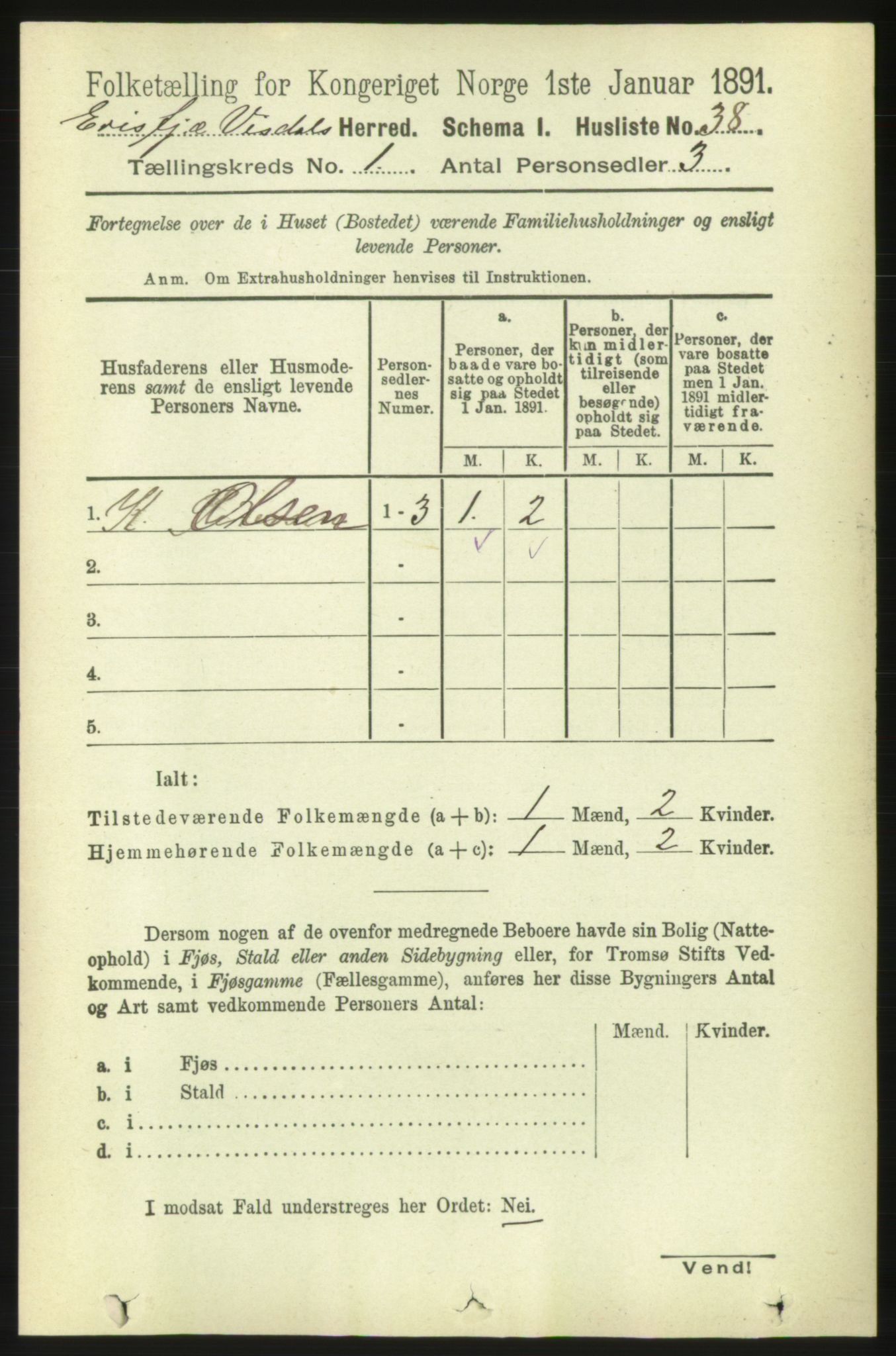 RA, 1891 census for 1542 Eresfjord og Vistdal, 1891, p. 60