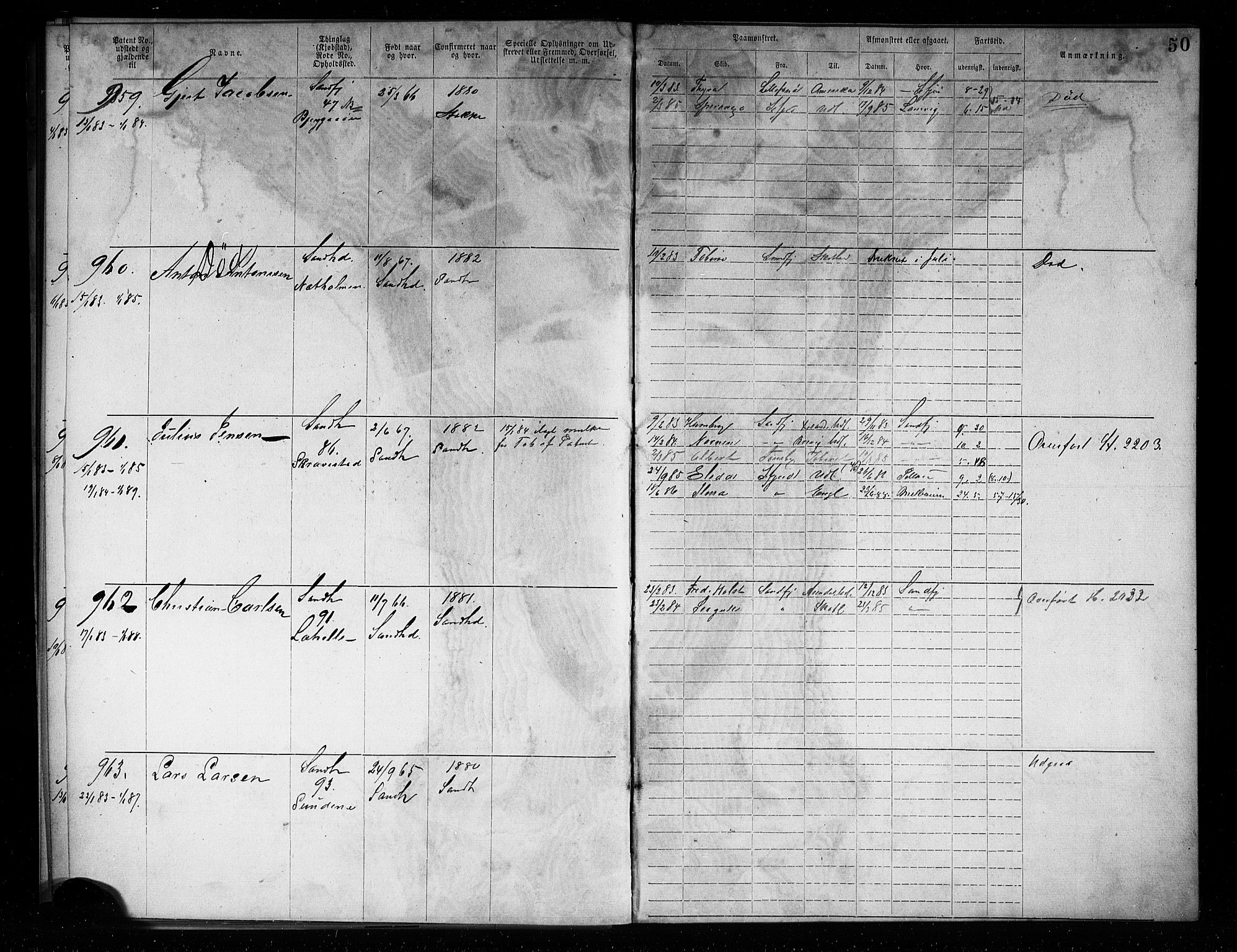 Sandefjord innrulleringskontor, AV/SAKO-A-788/F/Fa/L0004: Annotasjonsrulle, 1879-1889, p. 52