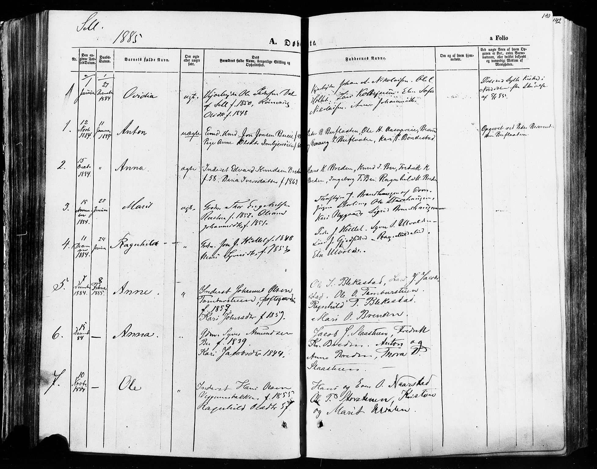 Vågå prestekontor, SAH/PREST-076/H/Ha/Haa/L0007: Parish register (official) no. 7 /3, 1872-1886, p. 140