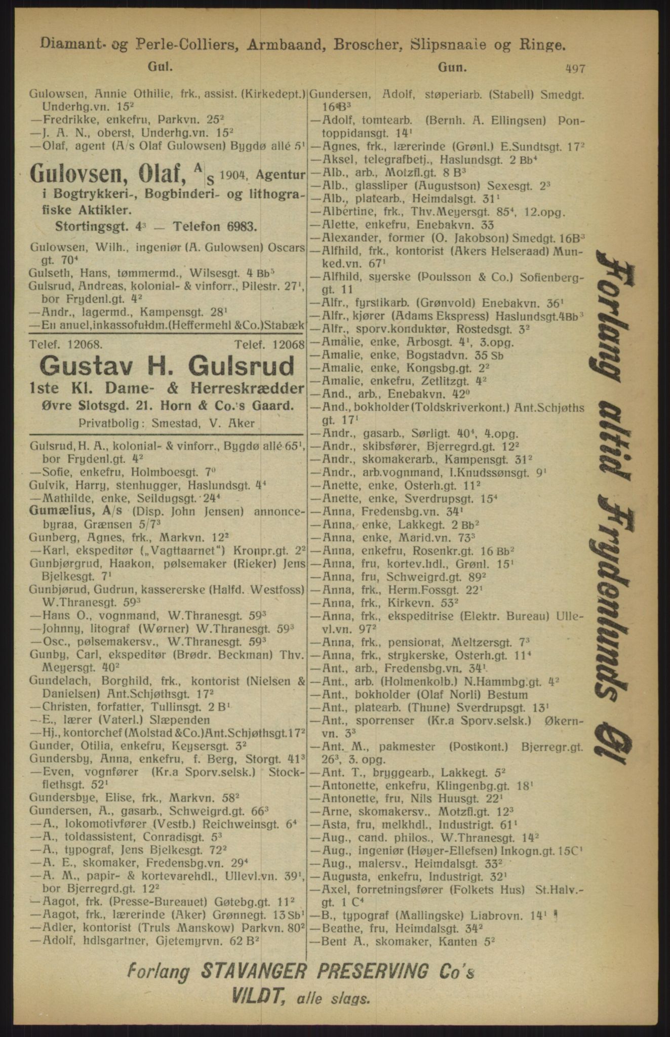 Kristiania/Oslo adressebok, PUBL/-, 1915, p. 497