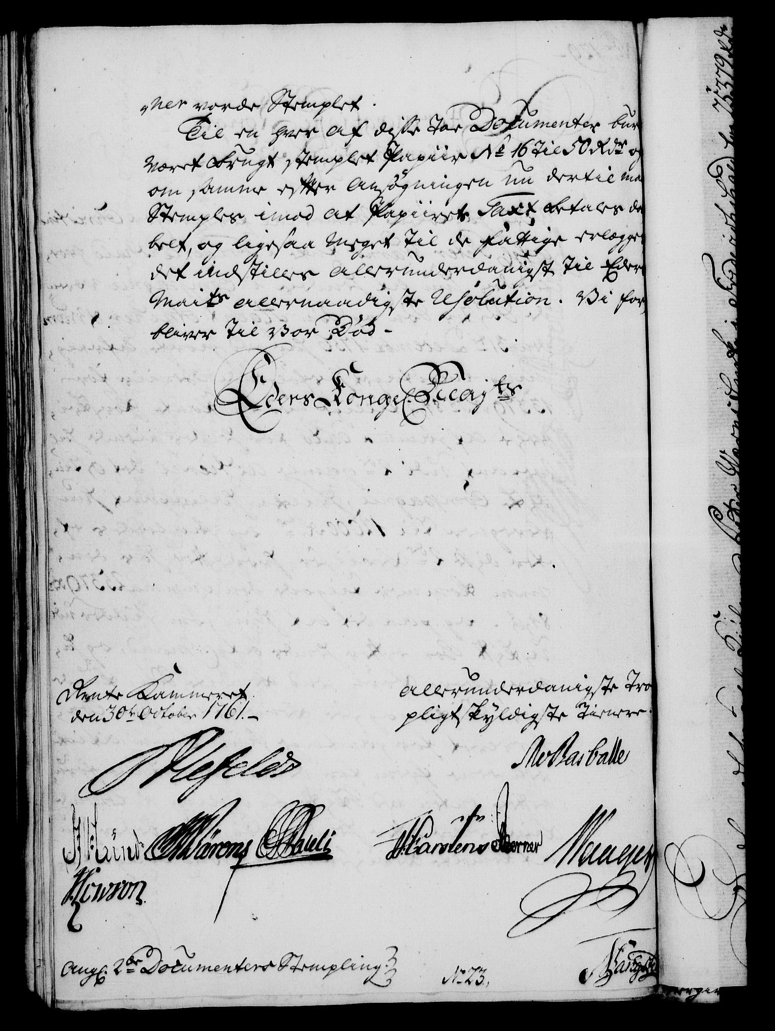 Rentekammeret, Kammerkanselliet, AV/RA-EA-3111/G/Gf/Gfa/L0043: Norsk relasjons- og resolusjonsprotokoll (merket RK 52.43), 1761, p. 483