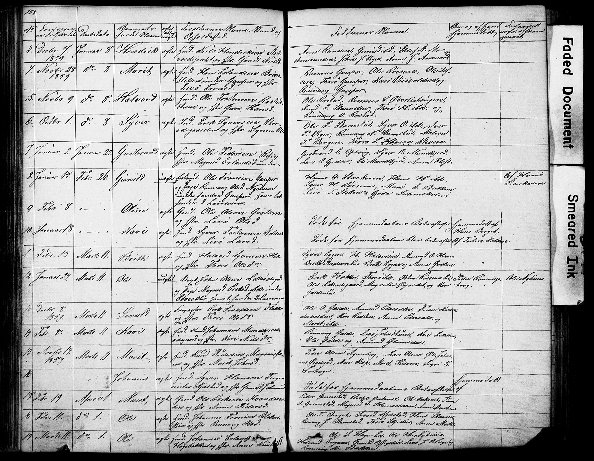 Lom prestekontor, SAH/PREST-070/L/L0012: Parish register (copy) no. 12, 1845-1873, p. 158-159